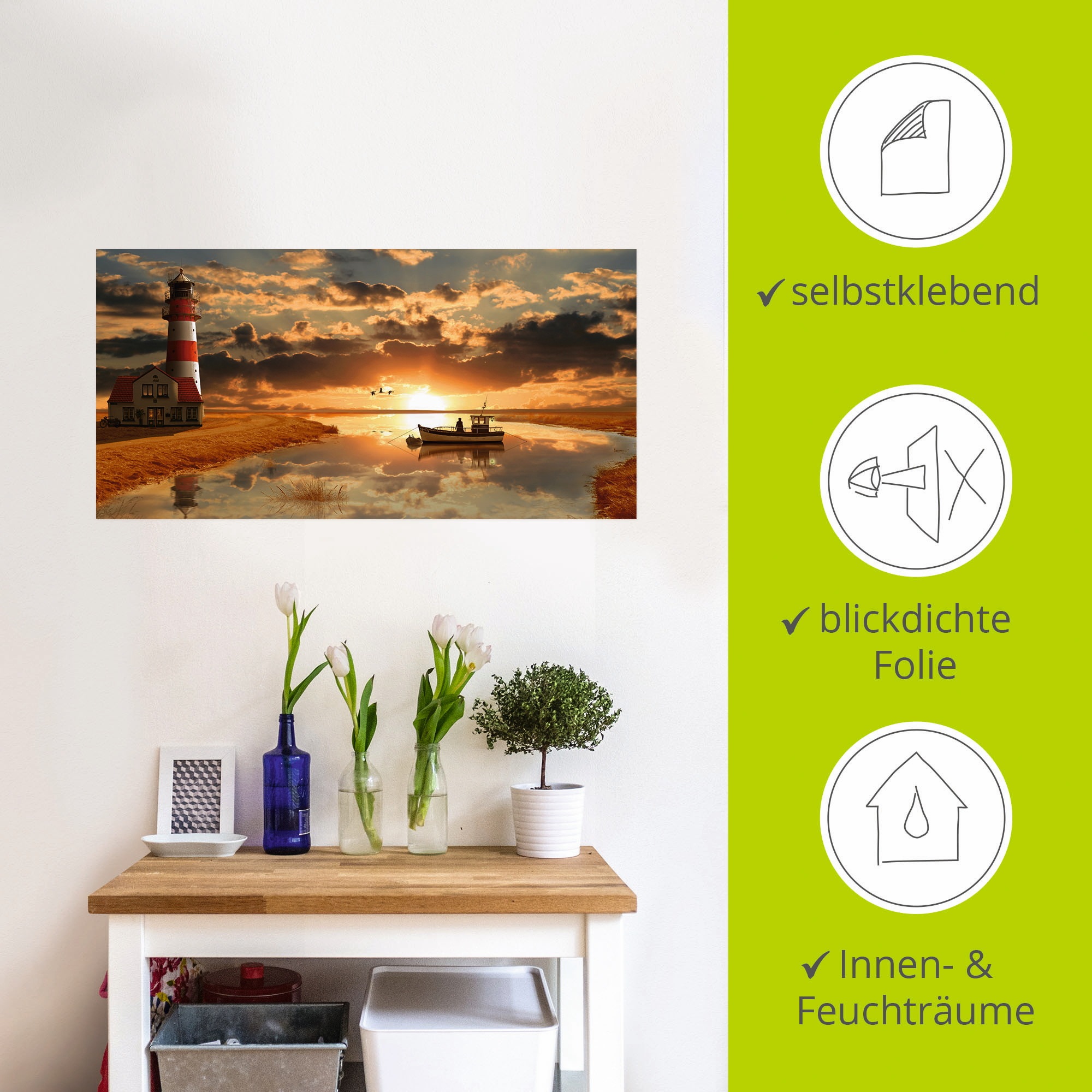 Artland Wandbild »Maritime Idylle beim Leuchtturm«, Gebäude, (1 St.), als Leinwandbild, Poster, Wandaufkleber in verschied. Größen