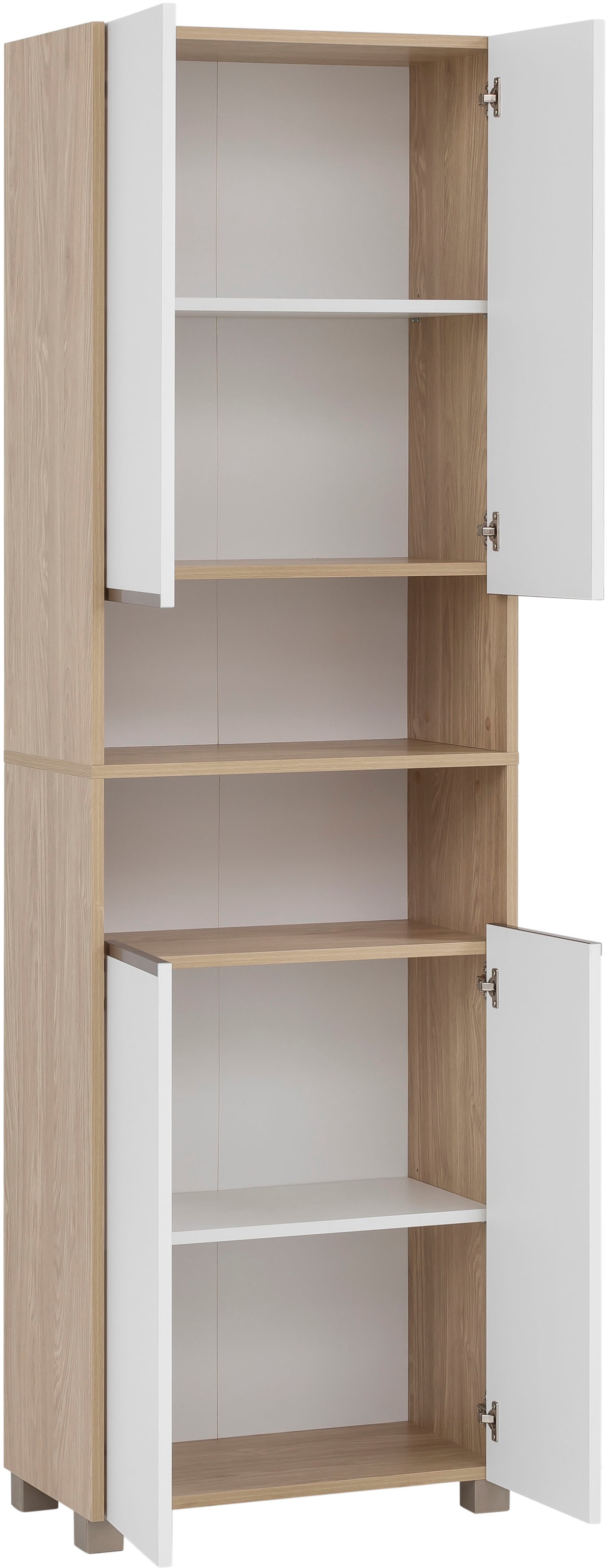 Schildmeyer Hochschrank »Juba Breite 57,0 cm«, Eiche Hell Dekor mit fühlbarer Holzstruktur, Beschläge aus Metall