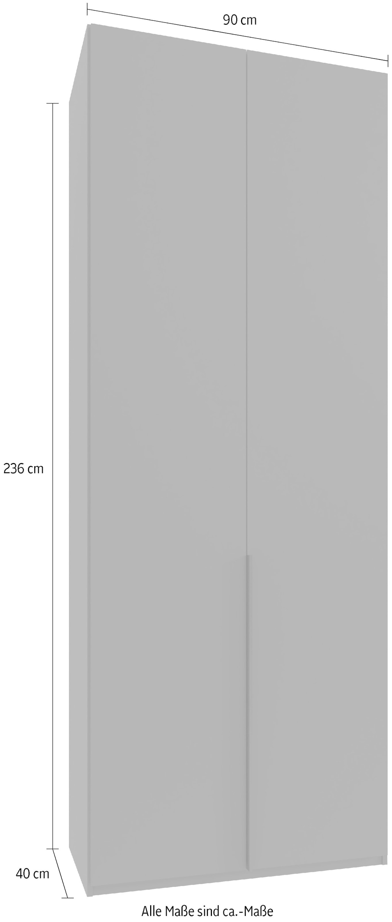 Wimex Kleiderschrank »Mugano, in 5 Breiten und 2 Höhen, Made in Germany«, (in Basic oder Premium Ausstattung mit 2 weiteren Einlegeböden), mit langen Griffstangen aus Metall, wahlweise mit oder ohne Spiegel