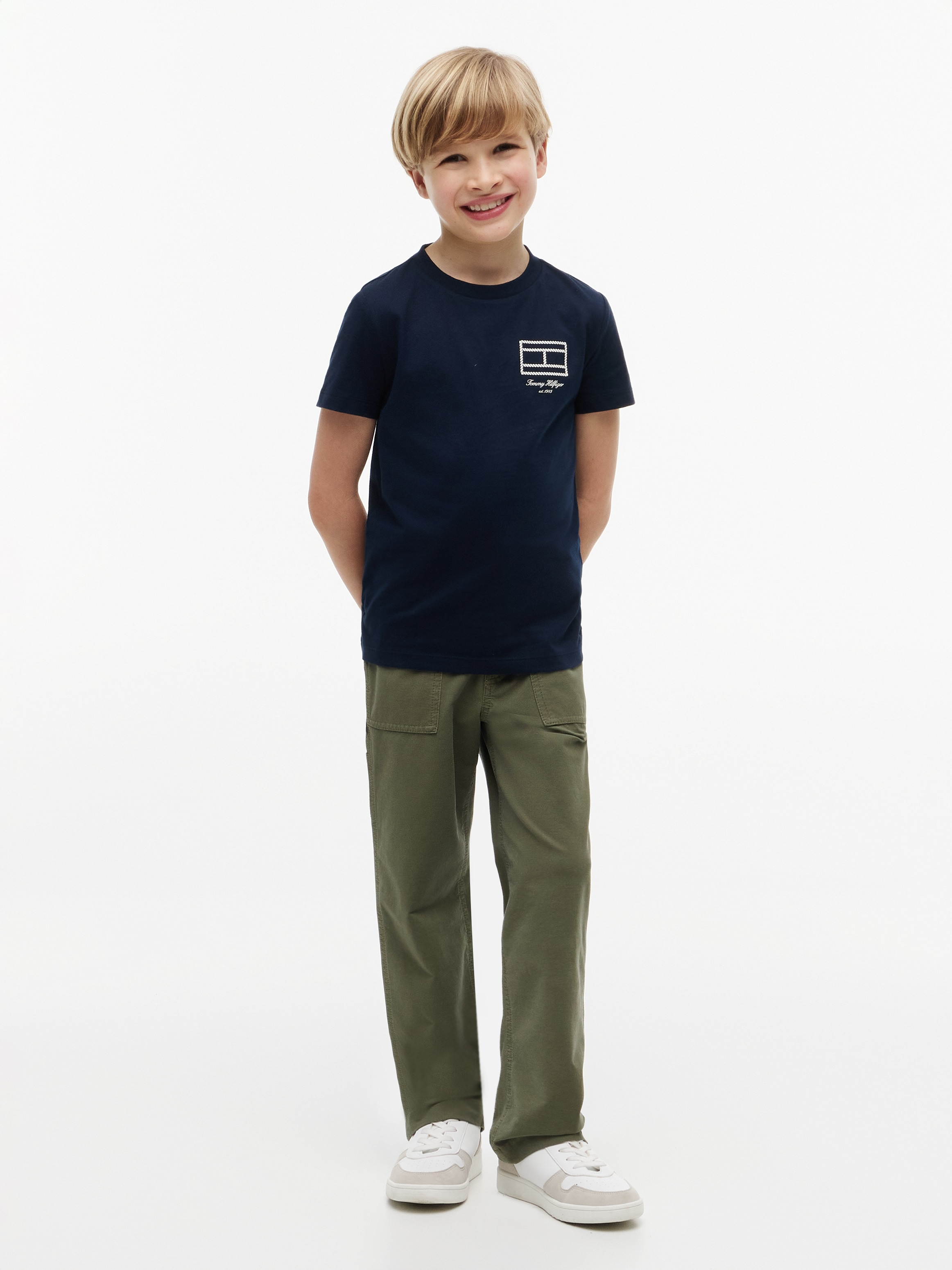 Tommy Hilfiger T-Shirt Rundhalsausschnitt, Regula Fit, reine Baumwolle, Kinder bis 16 Jahre