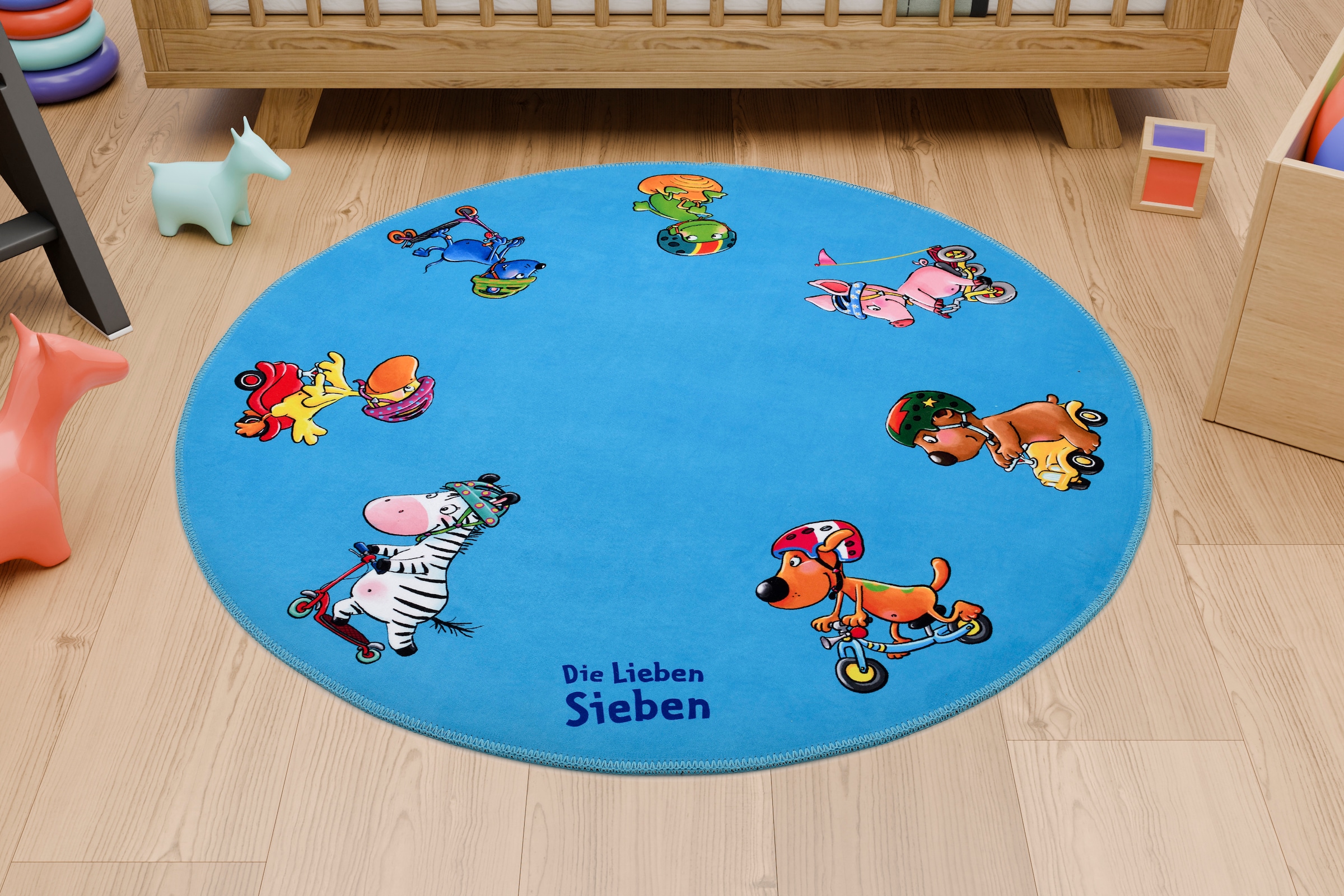 Die Lieben Sieben Kinderteppich »LS-232«, rund, 6 mm Höhe, niedliches Tier Motiv