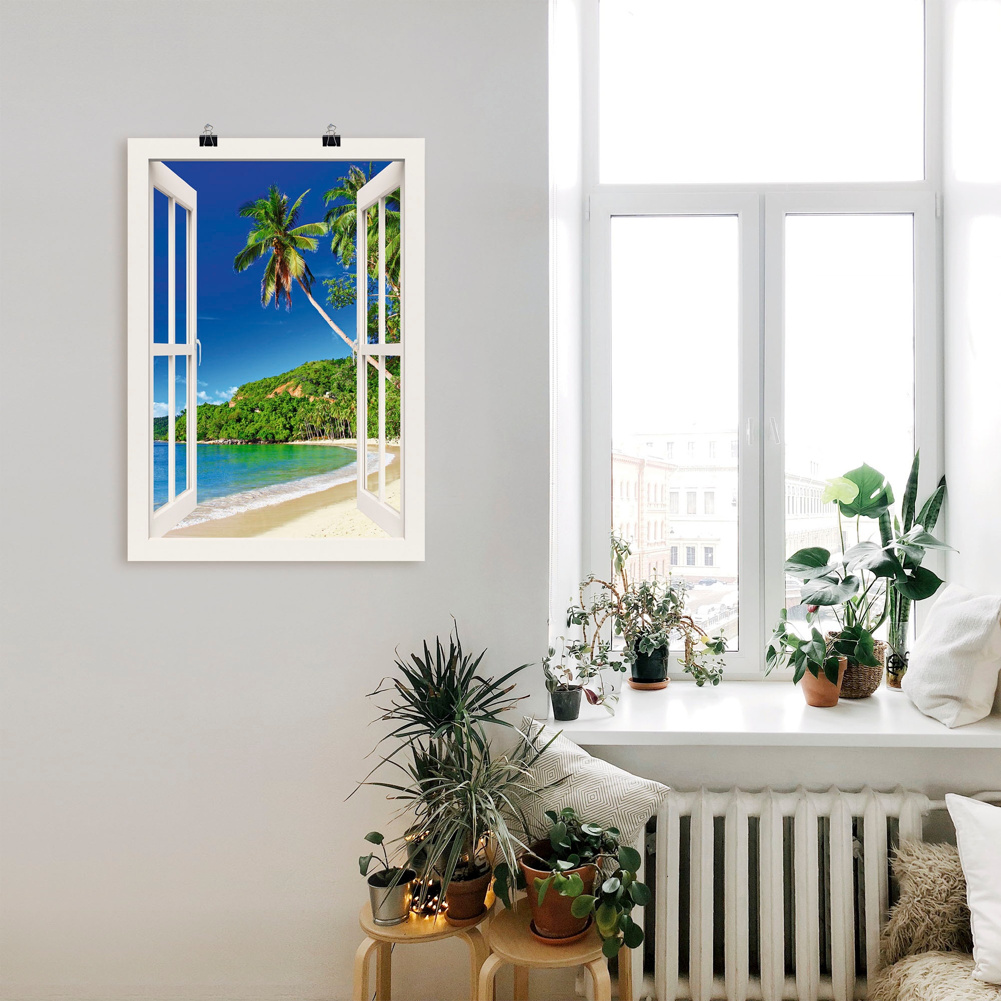 Artland Poster »Fensterblick Paradies« Fensterblick 1 Stk. tlg. ohne Rahmen
