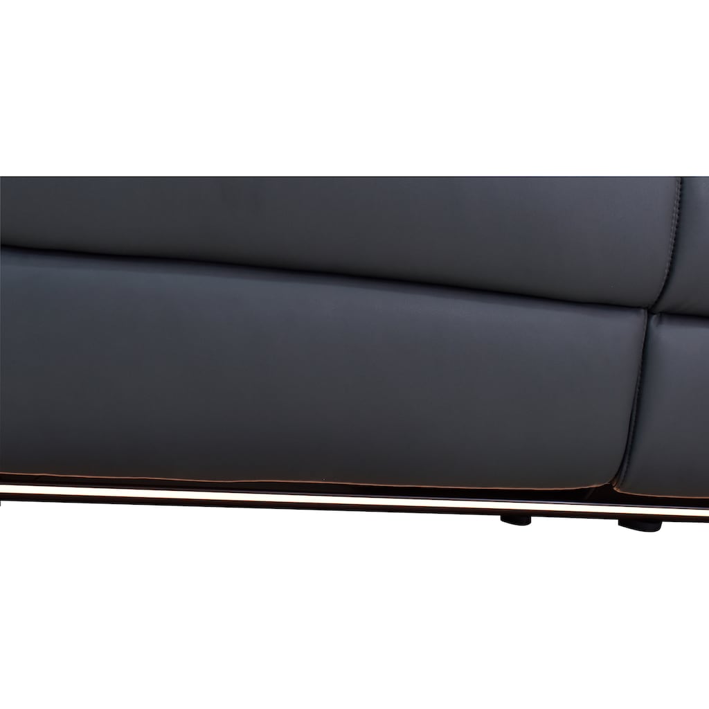 Places of Style 3-Sitzer »Pareli«, mit 2x Relaxfunktion, Kopfteilverstellung und dimmbarer LED Beleuchtung, wahlweise Relaxfunktion manuell oder elektrisch, auch mit USB-Anschluss, mit Federkern-Polsterung