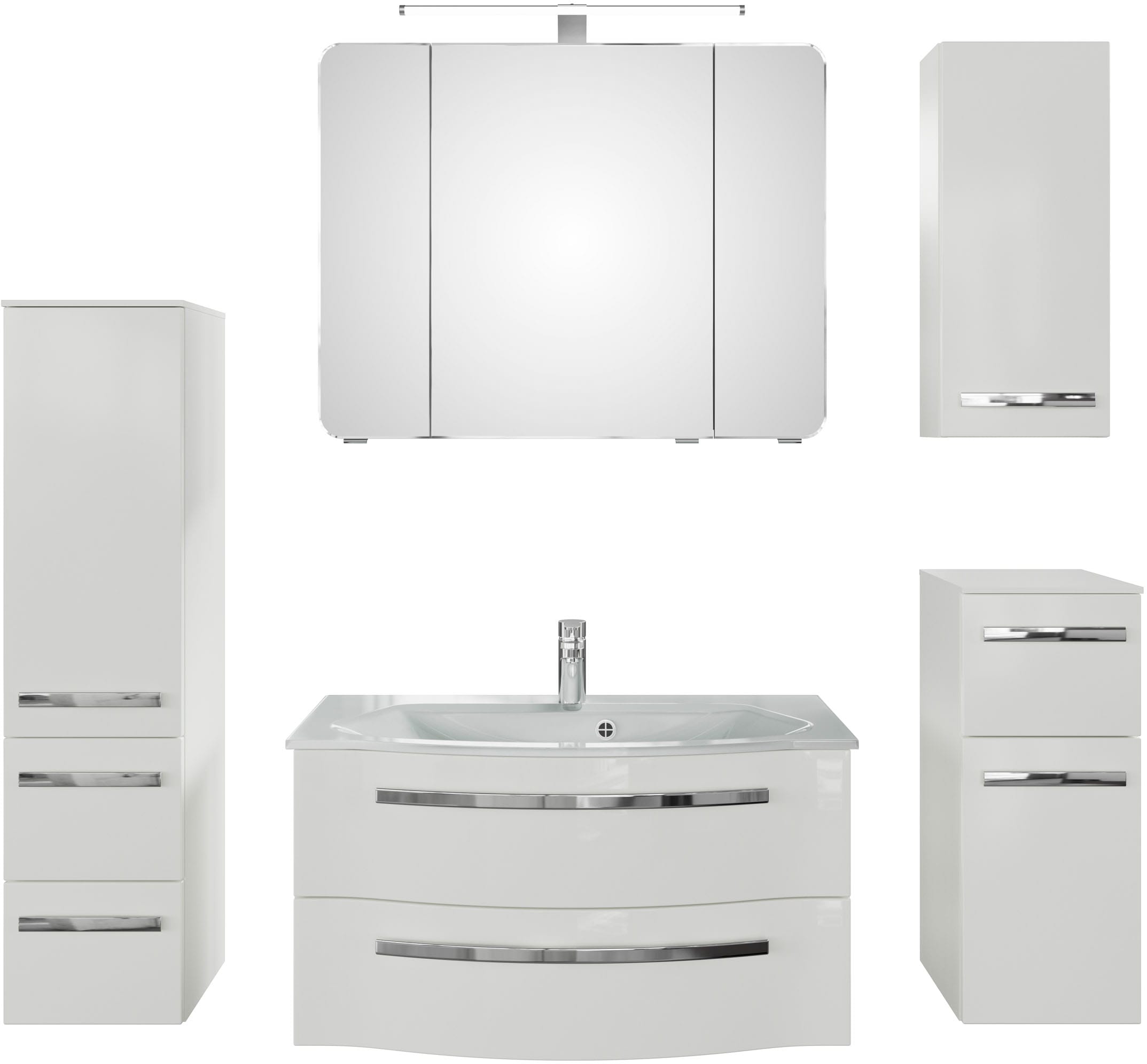 Saphir Badmöbel-Set »Serie 4005, vormontiert, Glaswaschbecken, Spiegelschra günstig online kaufen