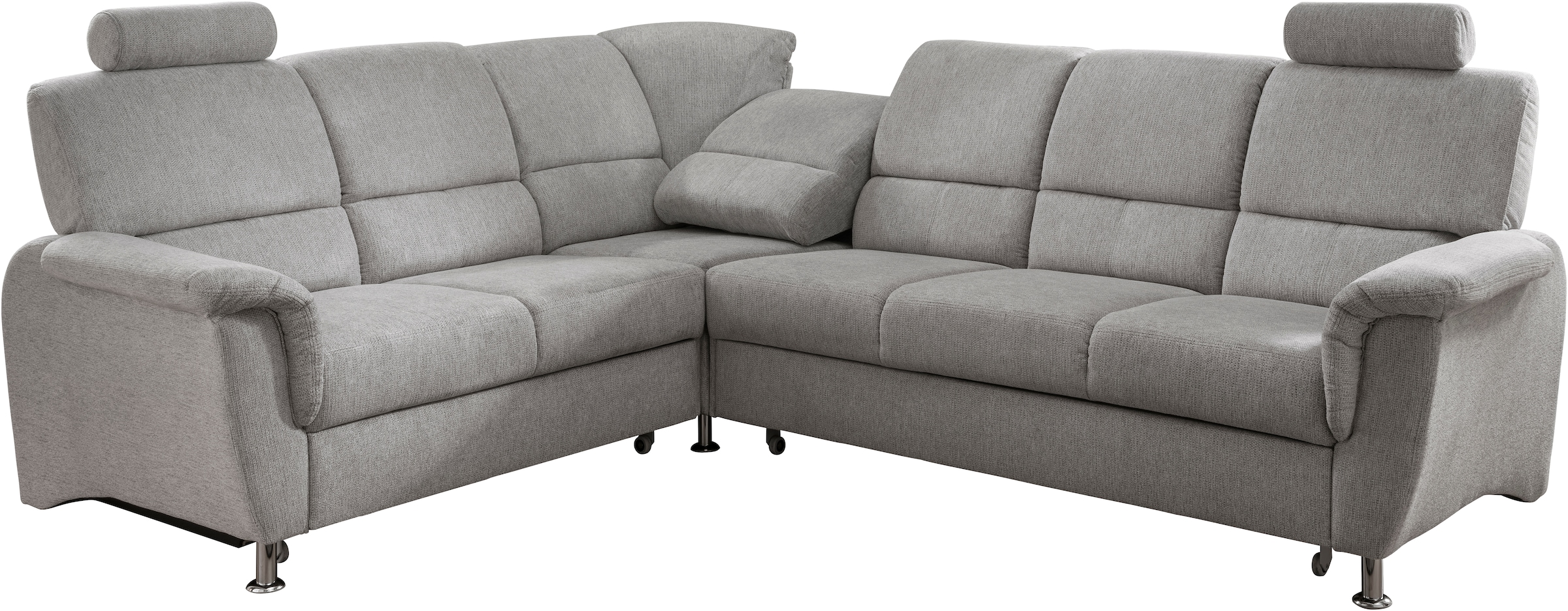 Home affaire Ecksofa »Pisa L-Form, mit Schlaffunktion, Stauraum, 2x höhenverstellbare«, Kopfstützen und Relaxfunktion im Eckelement
