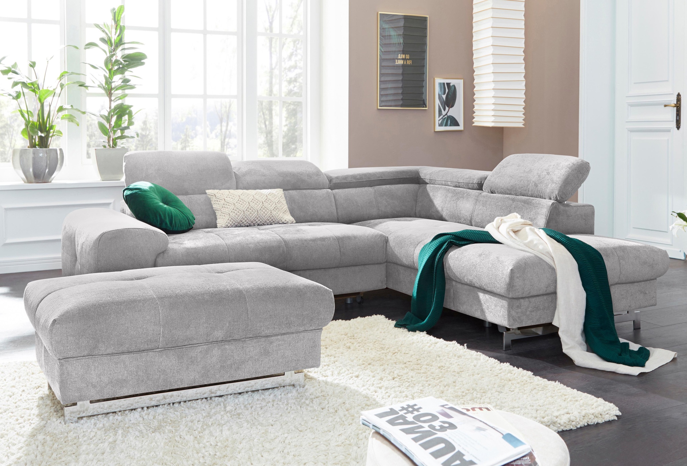 COTTA Ecksofa »Chef L-Form«, mit Kopfteilverstellung, wahlweise mit Bettfunktion & Bettkasten