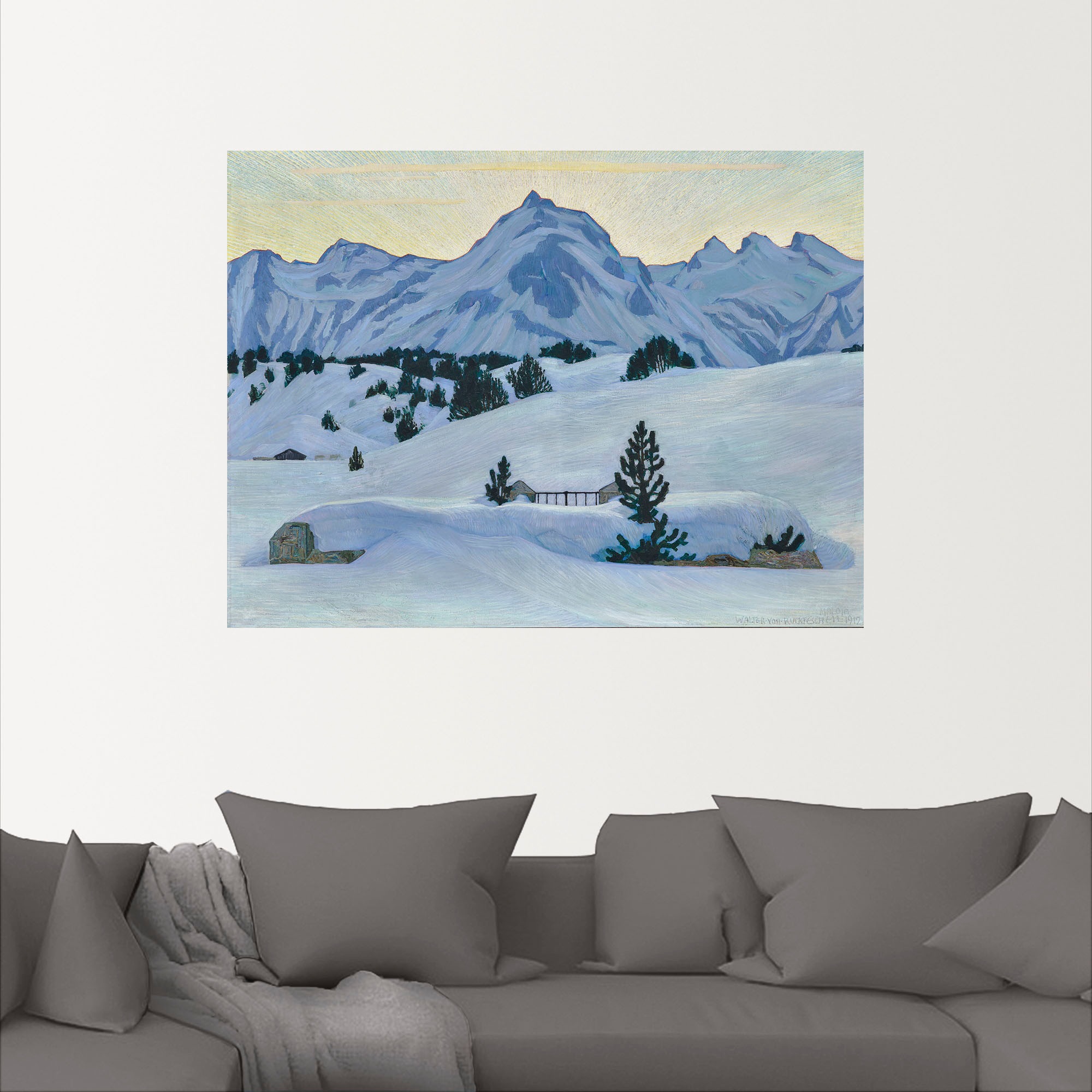 Artland Wandbild »Winterlandschaft bei Maloja. 1912«, Berge & Alpenbilder, (1 St.), als Alubild, Leinwandbild, Wandaufkleber oder Poster in versch. Größen