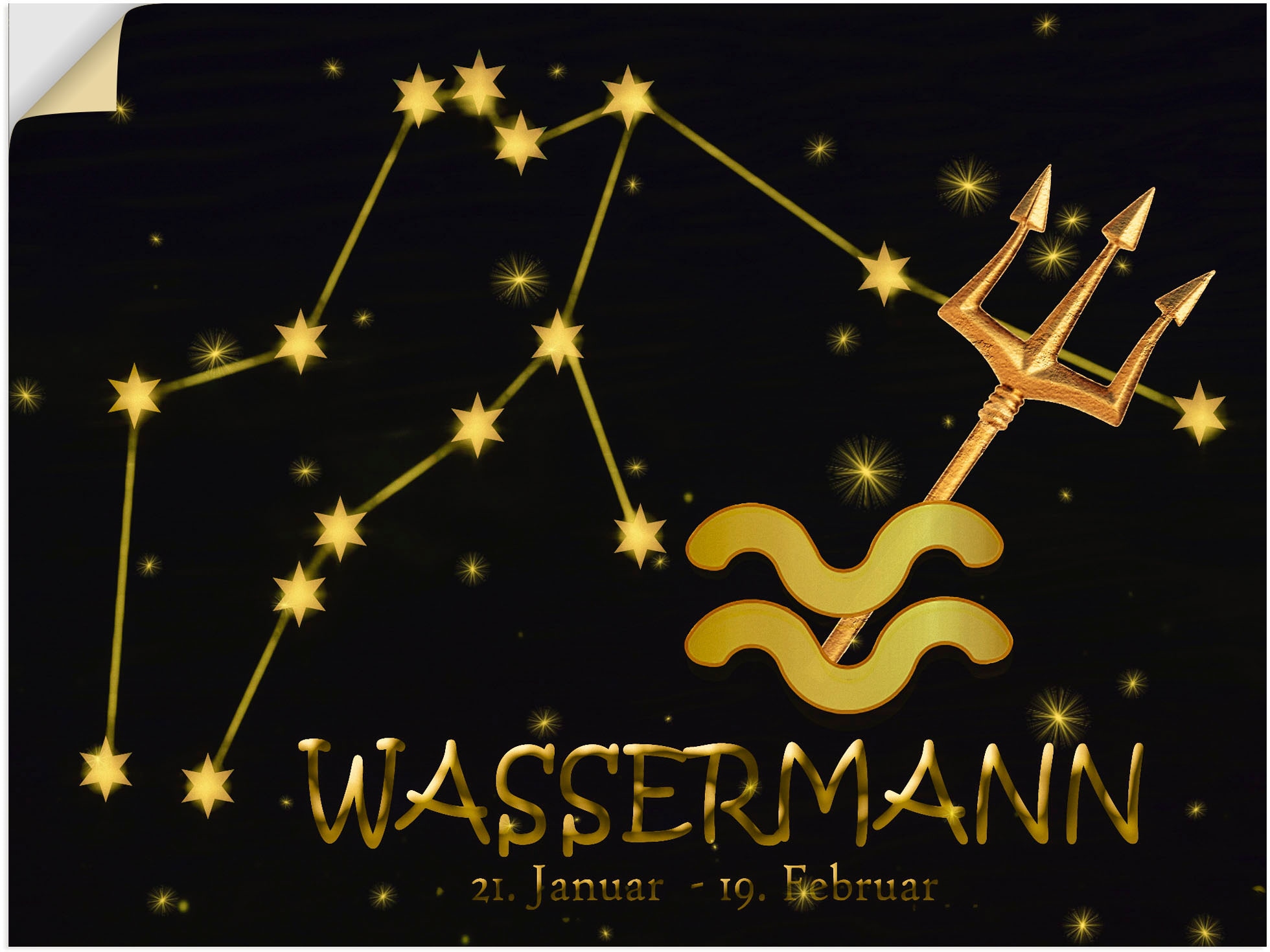 Artland Wandbild »Sternzeichen - Wassermann«, Bilder von Sternzeichen, (1 St.),  als Alubild, Leinwandbild, Wandaufkleber oder Poster in versch. Größen auf  Rechnung kaufen
