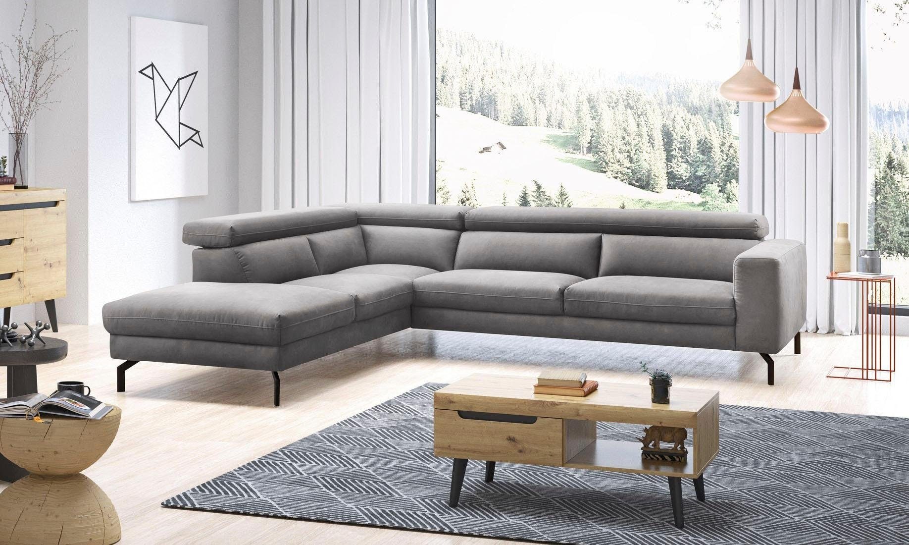 Places of Style Ecksofa »Olanta, L-Form«, mit verstellbaren Kopfstützen günstig online kaufen