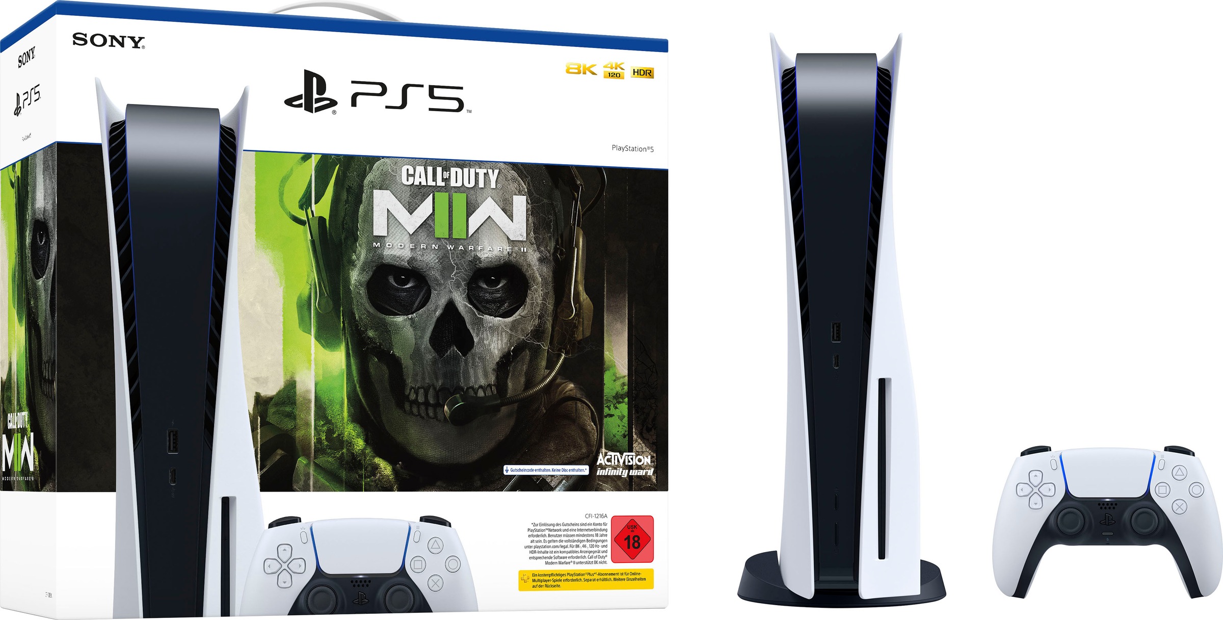 PLAYSTATION 5 Konsolen-Set »Call of Duty Modern Warfare II Bundle« 825 GB weiß/schwarz 8K-Ausgang - Die PS5 -Konsole ist über HDMI...