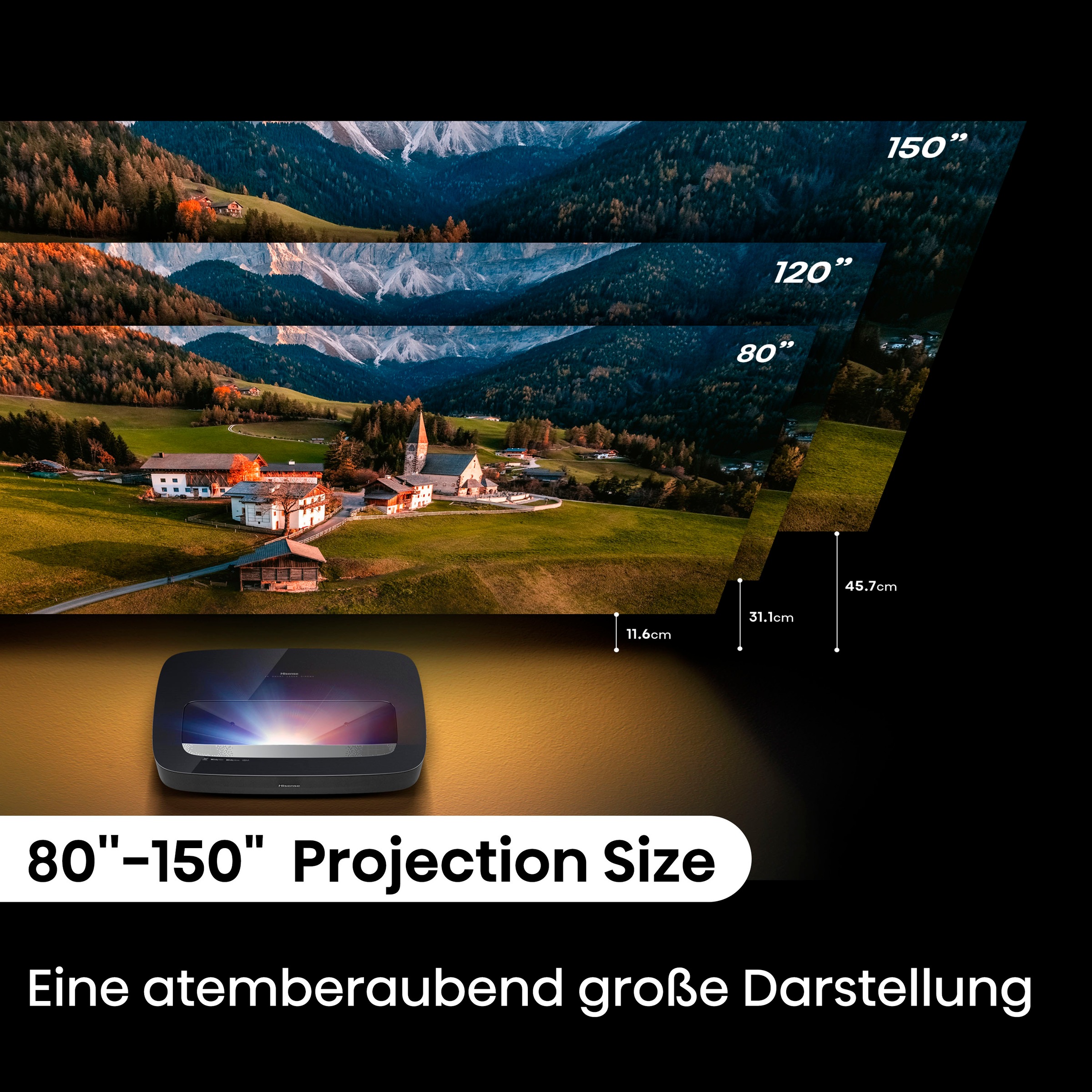 Hisense Laser-TV »PL2«, (3000:1)
