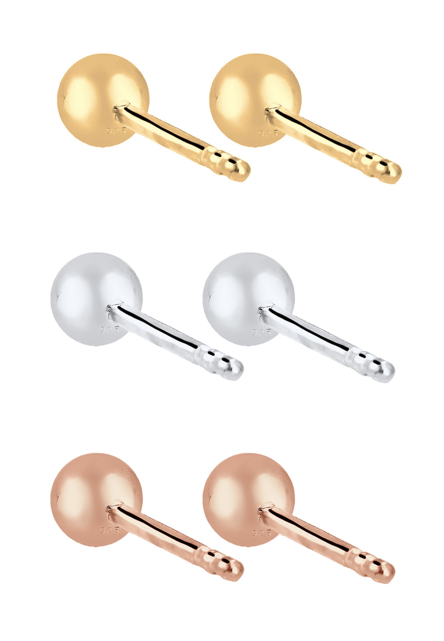Elli Ohrring-Set »3er Set Kreis Tricolor Geo Trend Silber vergoldet«