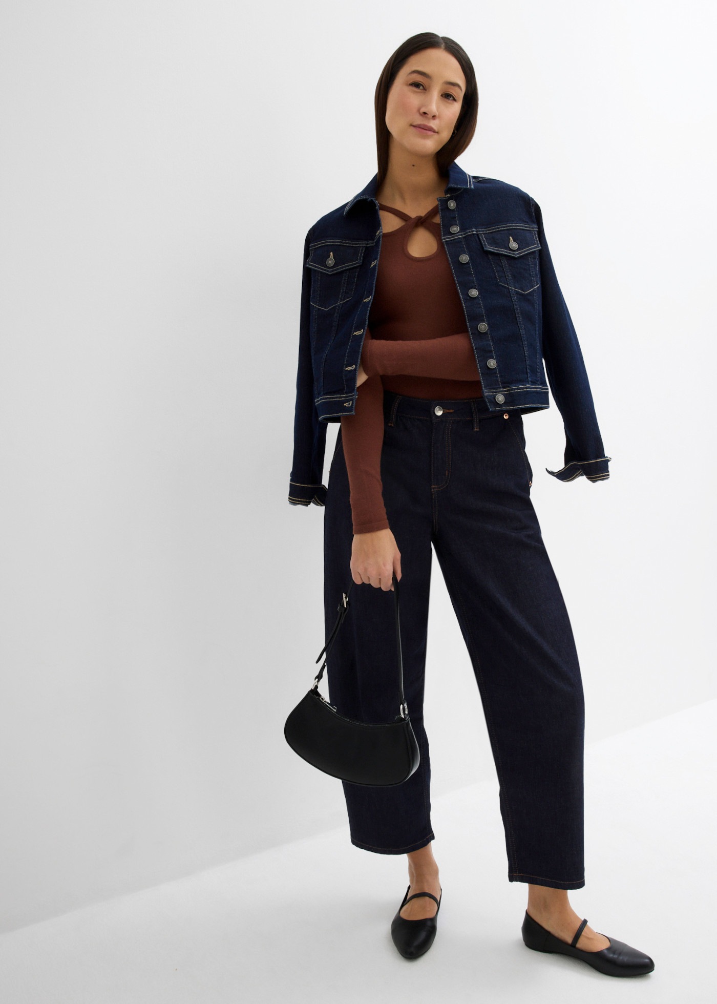 bonprix Stretch-Jeans mit Stretch-Anteil, lockere Passform, verkürzte Balloon Leg