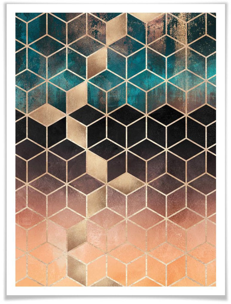 Grün (1 St.) kaufen »Gold Geometrie«, Schriftzug, online Poster Wall-Art