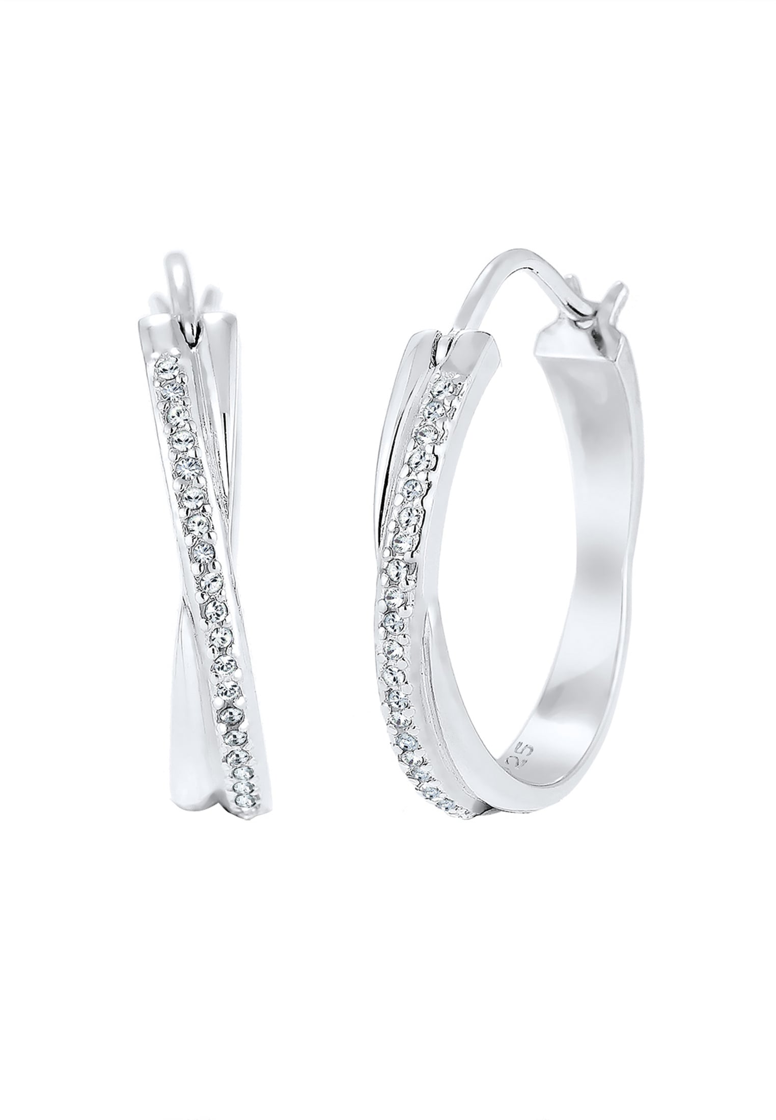 Elli Paar Creolen »Creole Verschlungen 925 Silber, mit Kristallen von Swarovski®«