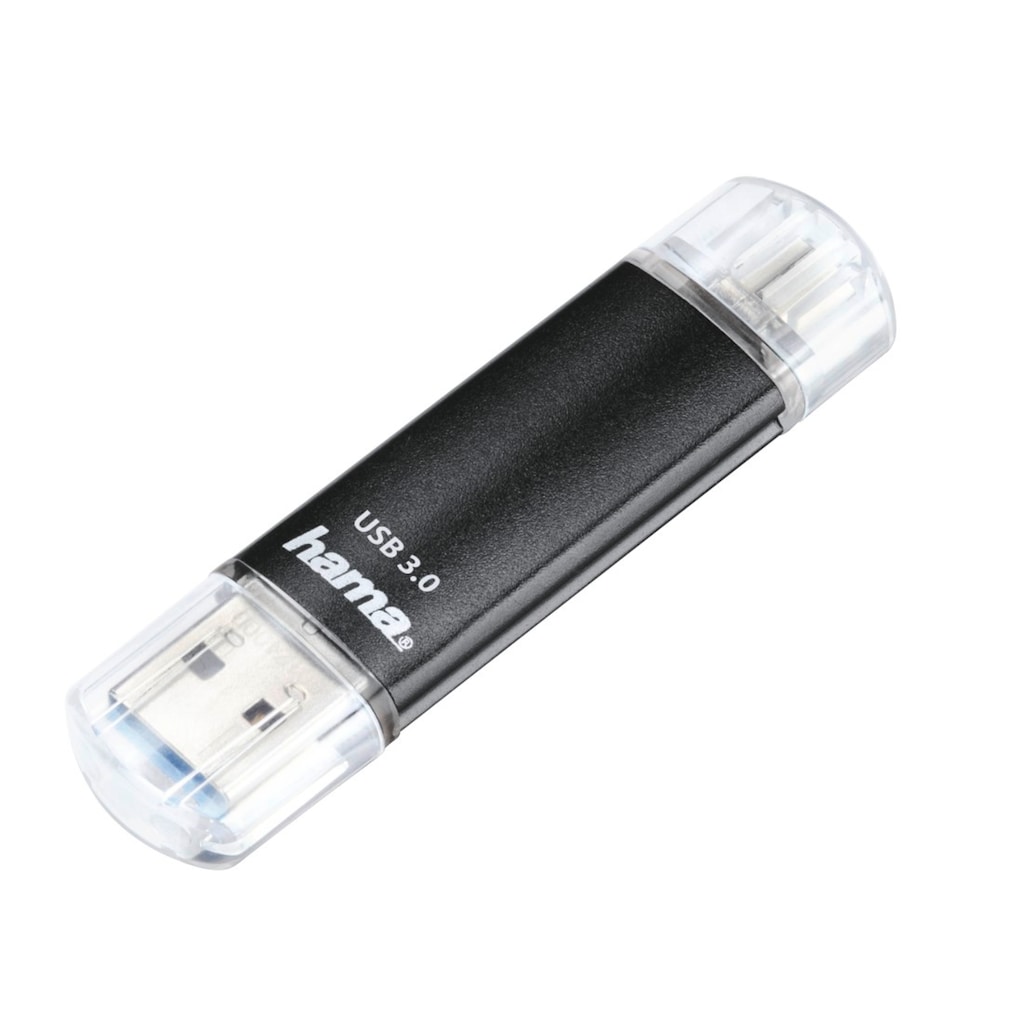 Hama USB-Stick »Schmale Verpackung«, (USB 3.0 Lesegeschwindigkeit 40 MB/s), "Laeta Twin", USB 3.0, 64GB, 40MB/s,Schwarz