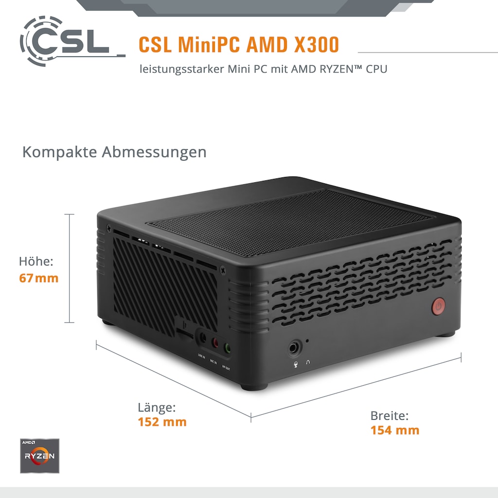 CSL Mini-PC »X300 / 3200G / 8 GB / 500 GB SSD«