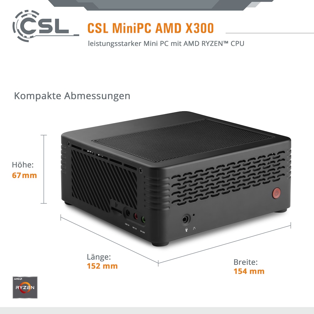 CSL Mini-PC »X300 / 5750GE / 16 GB / 1000 GB SSD«