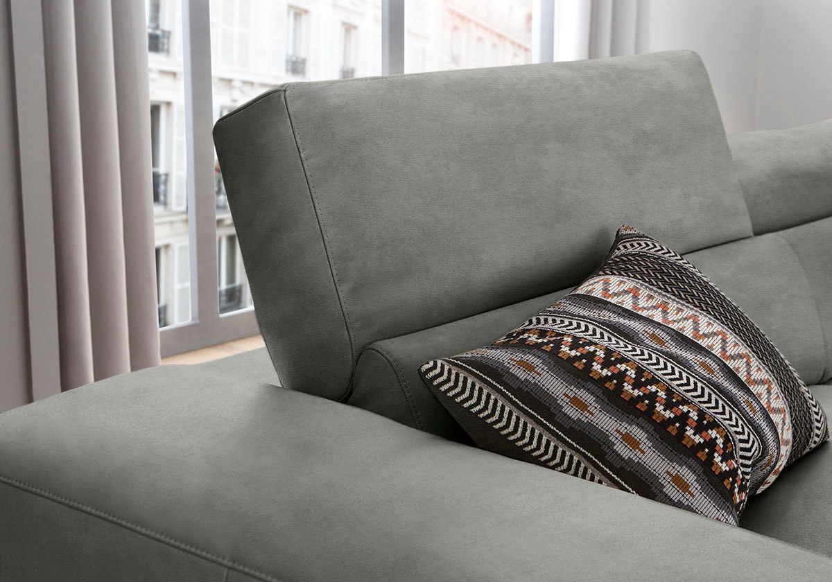 W.SCHILLIG Ecksofa »piedroo, Designsofa mit tollem Sitzkomfort, bequem, L-Form«, Kopfteilverstellung, wahlweise mit Sitztiefenverstellung, Breite 343cm