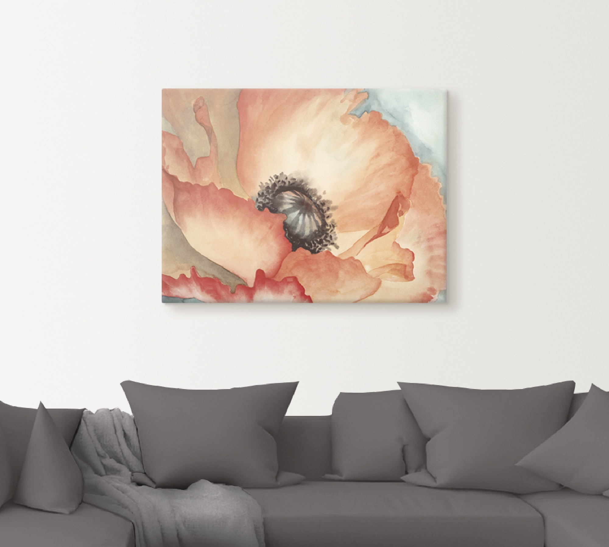 Artland Wandbild "Wasserfarben Mohn II", Blumen, (1 St.), als Leinwandbild günstig online kaufen