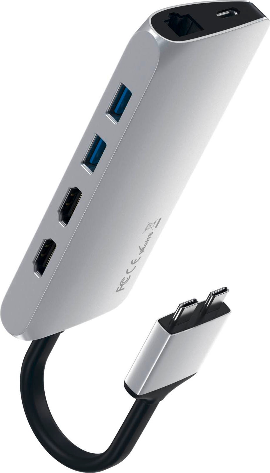 Satechi Laptop-Adapter »Type-C Dual Multimedia Adapter«, USB-C zu HDMI-USB Typ A-USB Typ C-MicroSD-Card-SD-Card-RJ-45 (Ethernet), 15,9 cm
