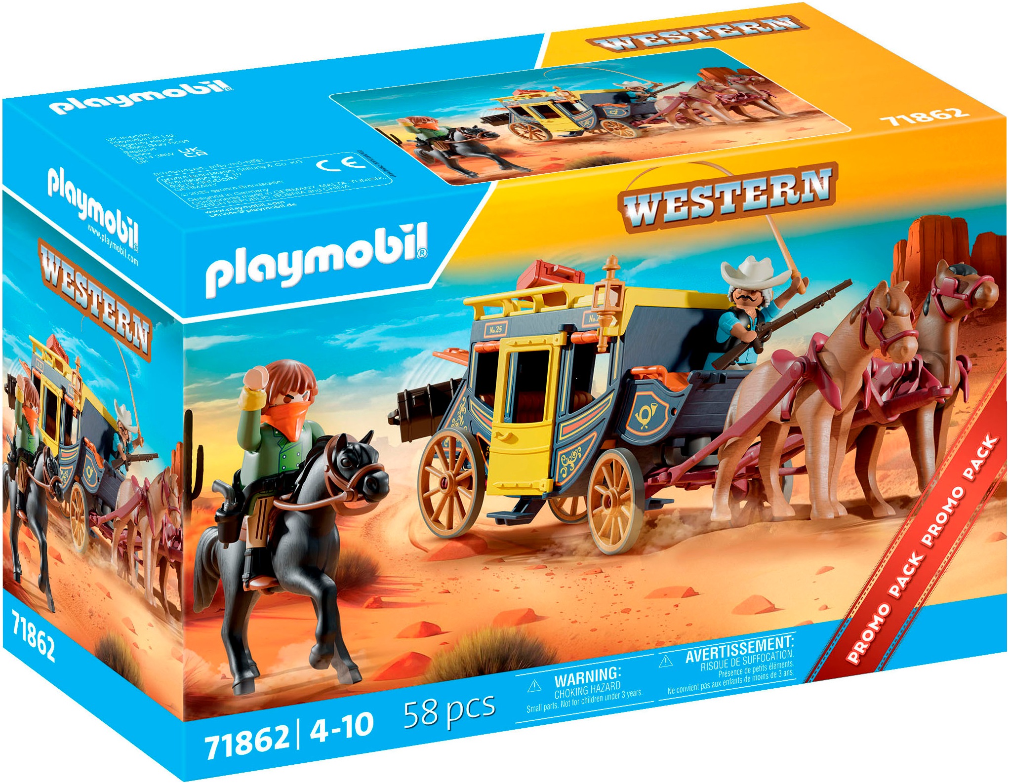 Playmobil® Konstruktions-Spielset »Postkutschenüberfall im Wilden Westen (71862), History«, (58 St.), Made in Europe