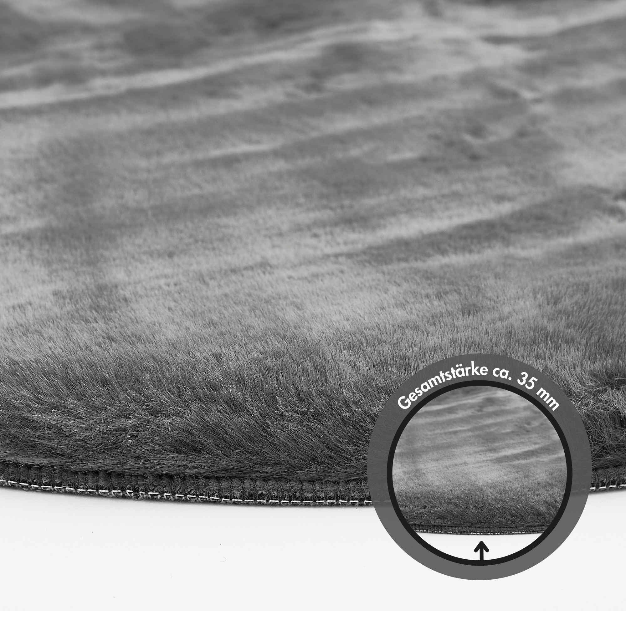 LUXOR living Fellteppich »Novara«, rund, 30 mm Höhe, Kunstfell, Kaninchenfell-Haptik, besonders weicher Hochflor