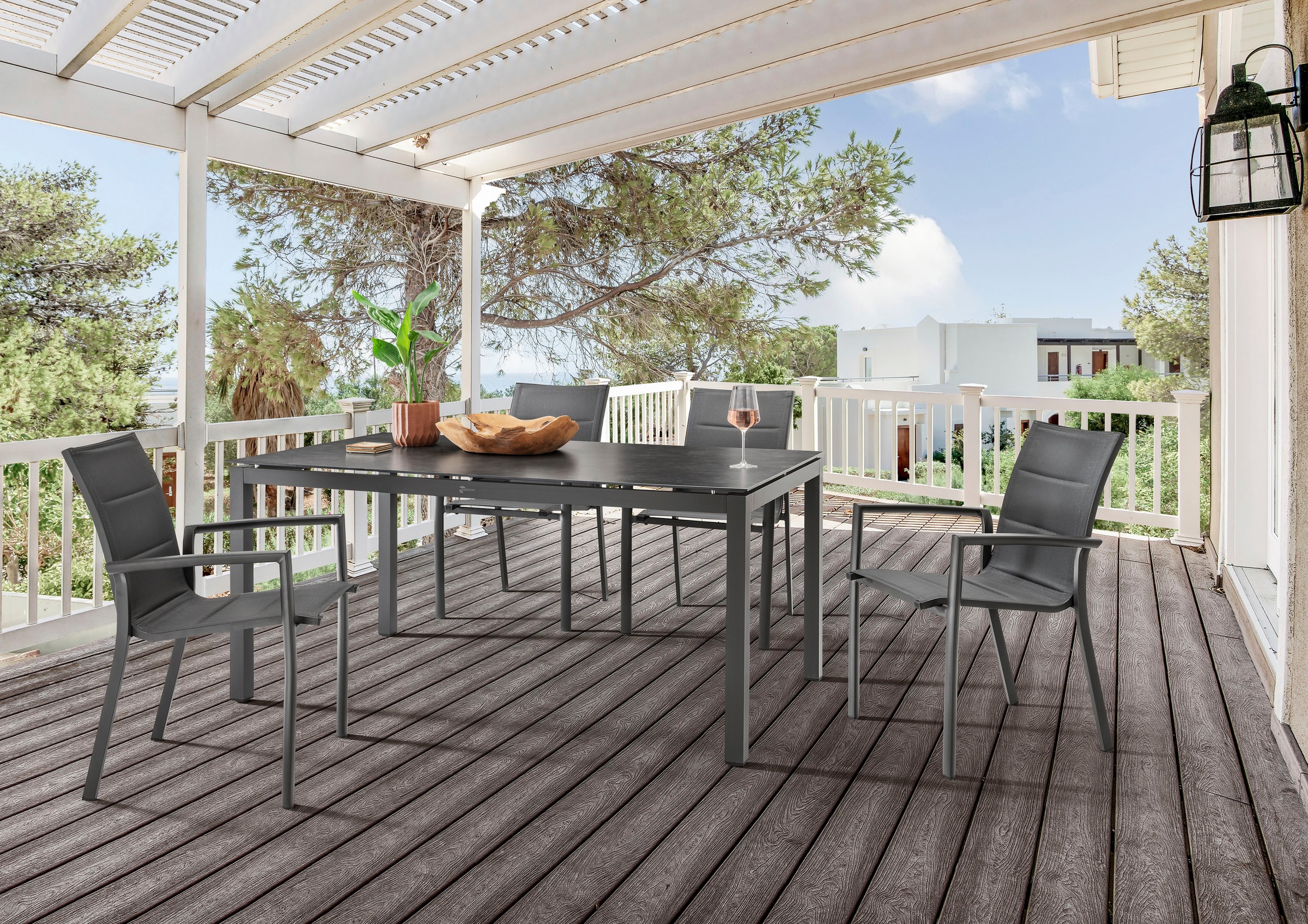 Destiny Garten-Essgruppe »COSTA CREMONA« 5 Stk. tlg. 4 Stapelsessel Textile günstig online kaufen