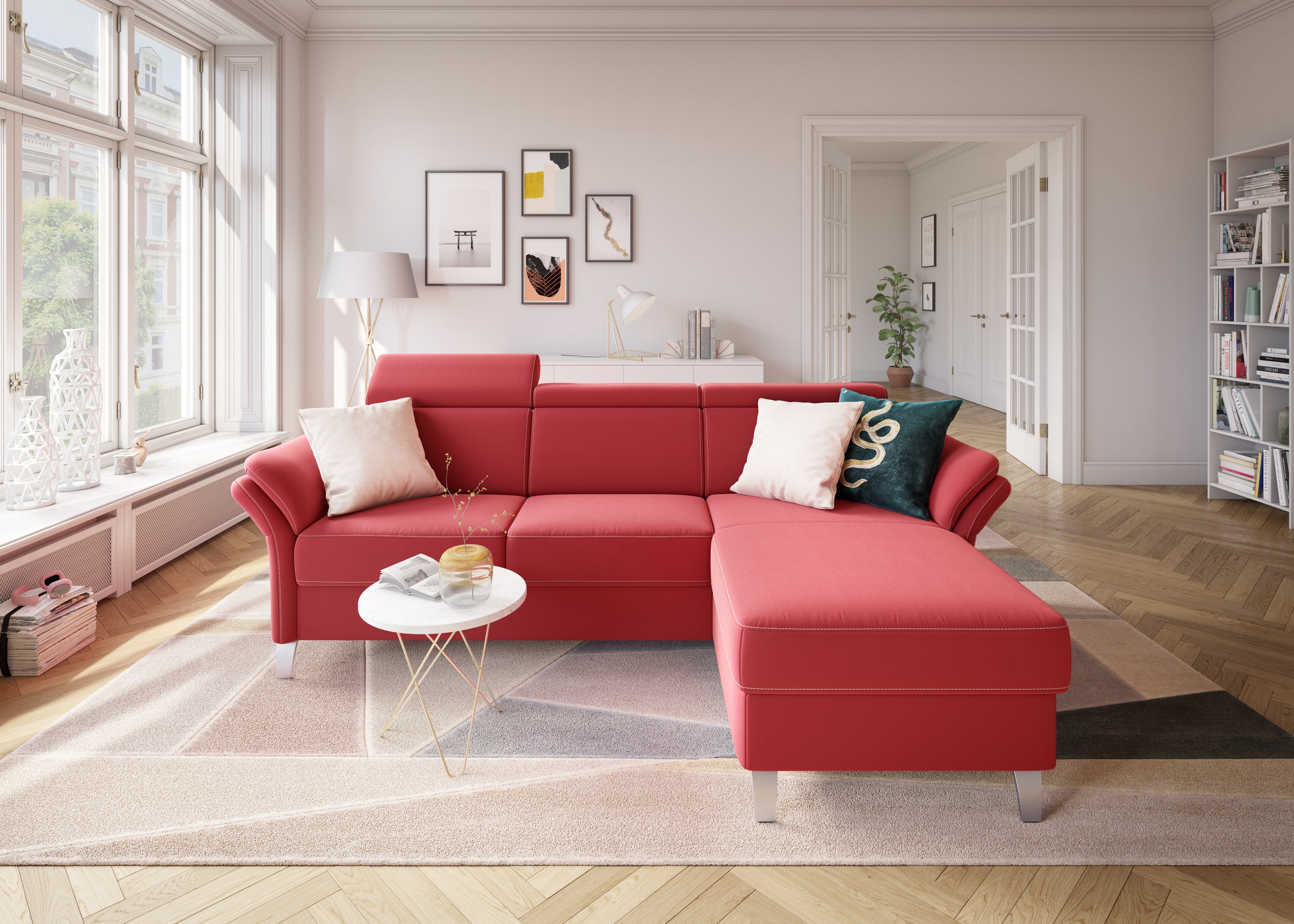 sit&more Ecksofa »Vincenzo L-Form«, inklusive Kopfteilverstellung, wahlweise mit Bettfunktion, Bettkasten