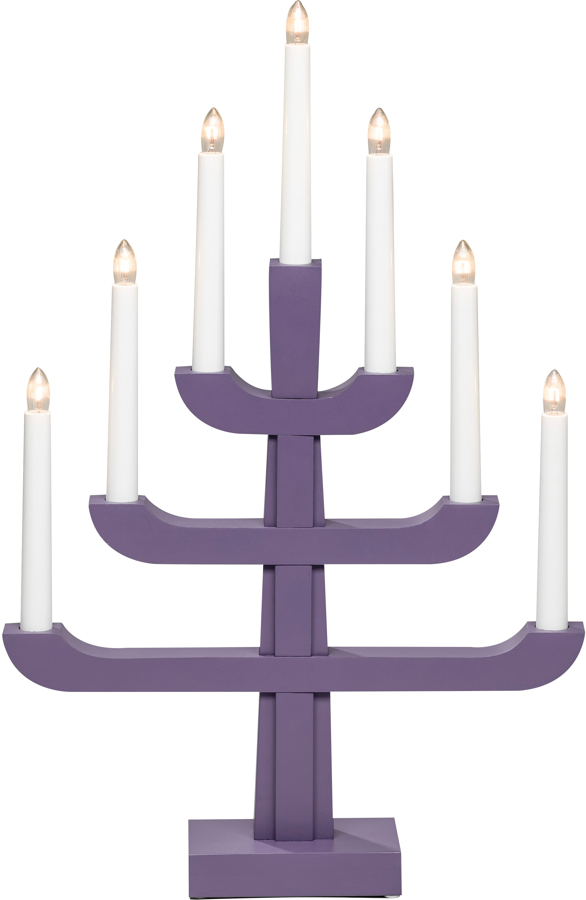 KONSTSMIDE Fensterleuchter »Weihnachtsdeko«, 7 flammig, Leuchtmittel E10 | Leuchtmittel wechselbar, Holzleuchter, blau/purpurfarben lackiert