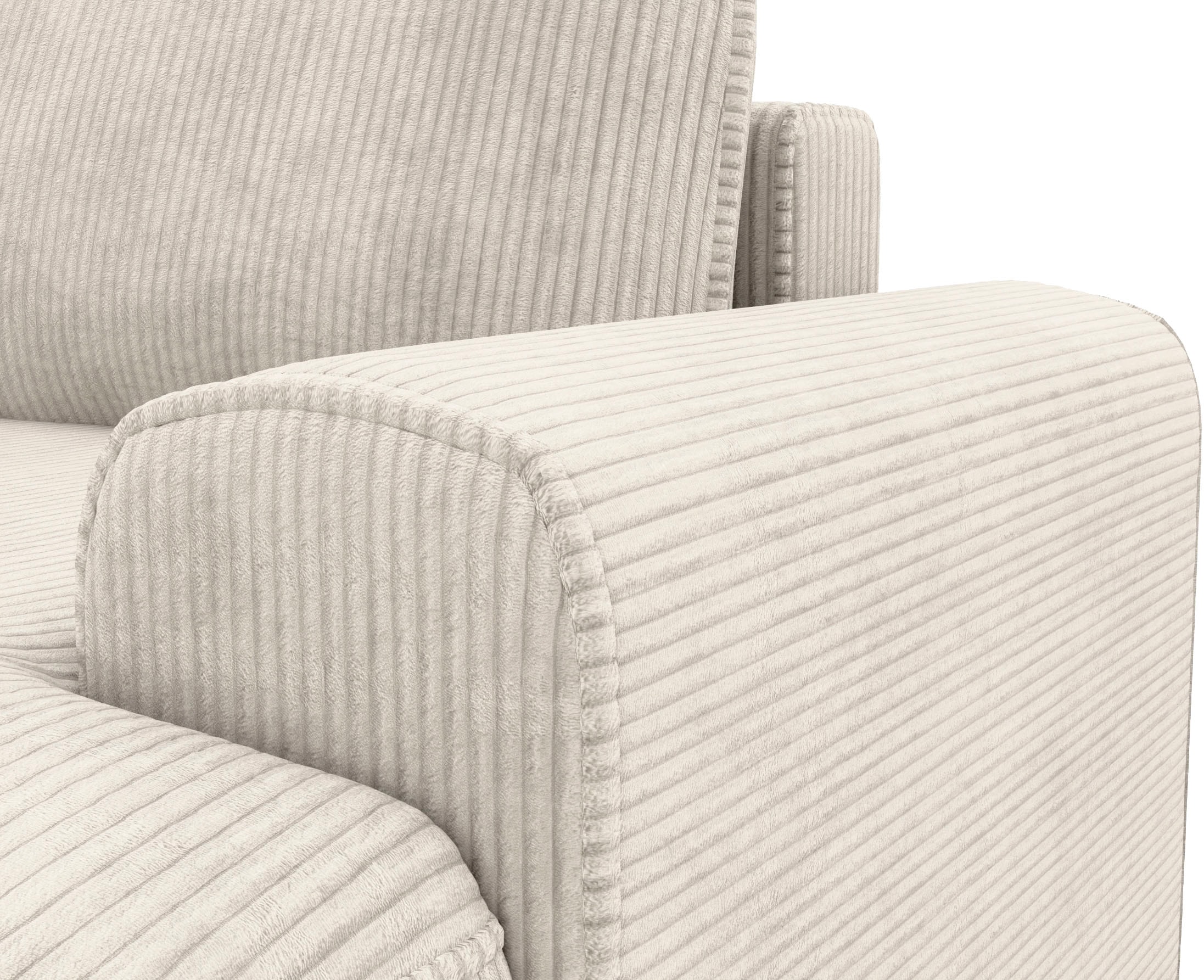 TRENDMANUFAKTUR Ecksofa »Fordon, Schlafsofa mit Bettkasten, Couch in L-Form, Breite 250 cm«, in Cordstoff HYPER, cream, Recamiere links