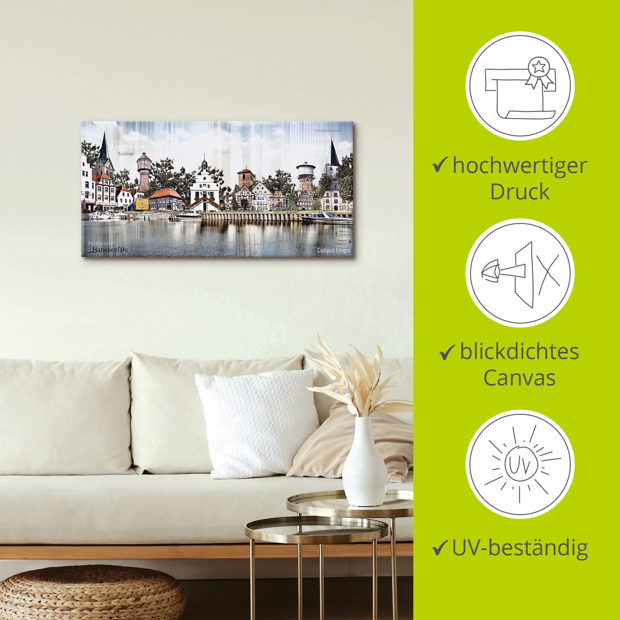 Artland Leinwandbild »Lingen Ems Skyline Collage« Deutschland 1 Stk. tlg. auf Holzrahmen gespannt