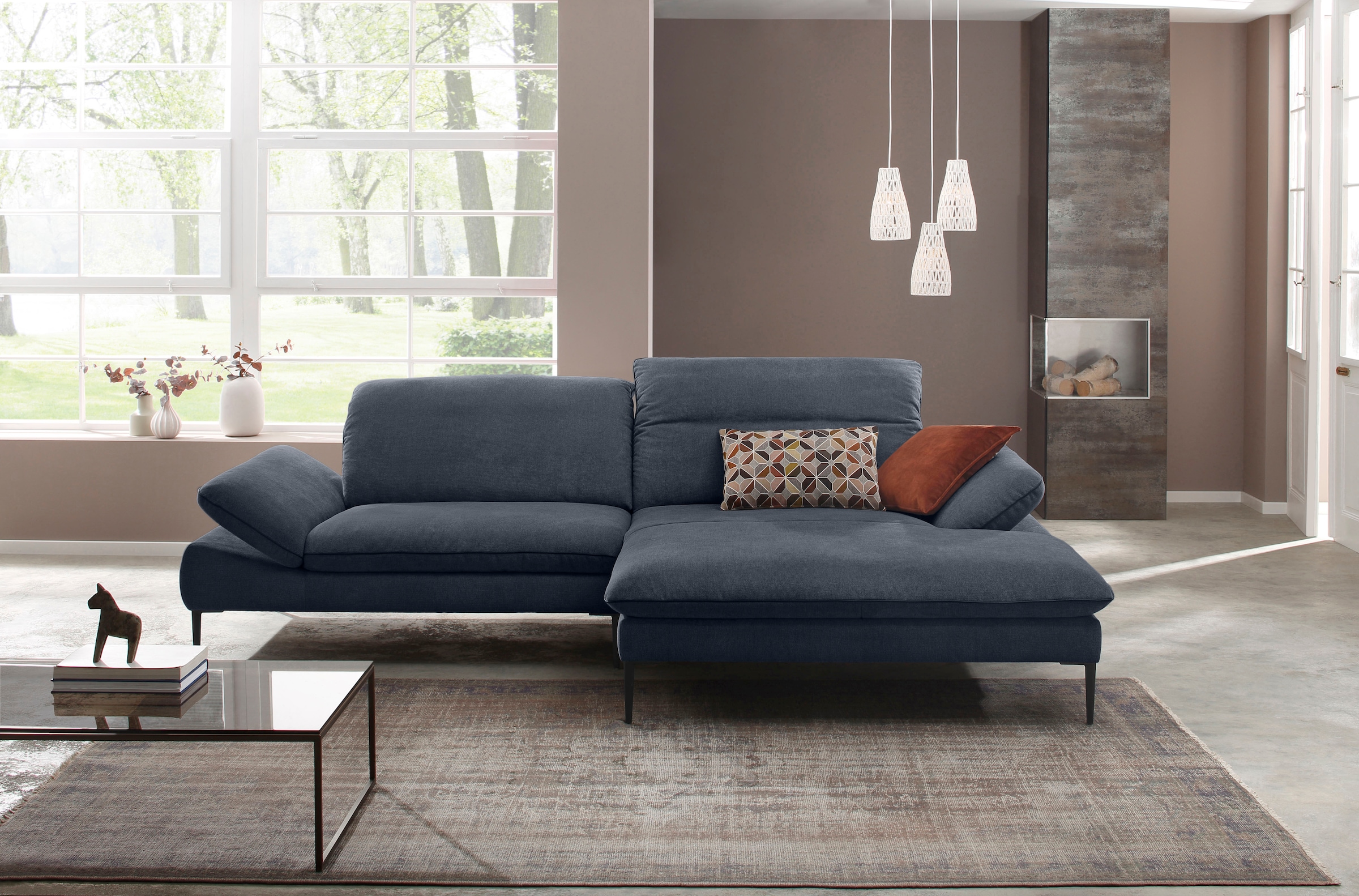 W.SCHILLIG Ecksofa »enjoy&MORE, Designsofa, elegant und bequem, L-Form«, Sitztiefenverstellung, Füße schwarz pulverbeschichtet, Breite 294 cm