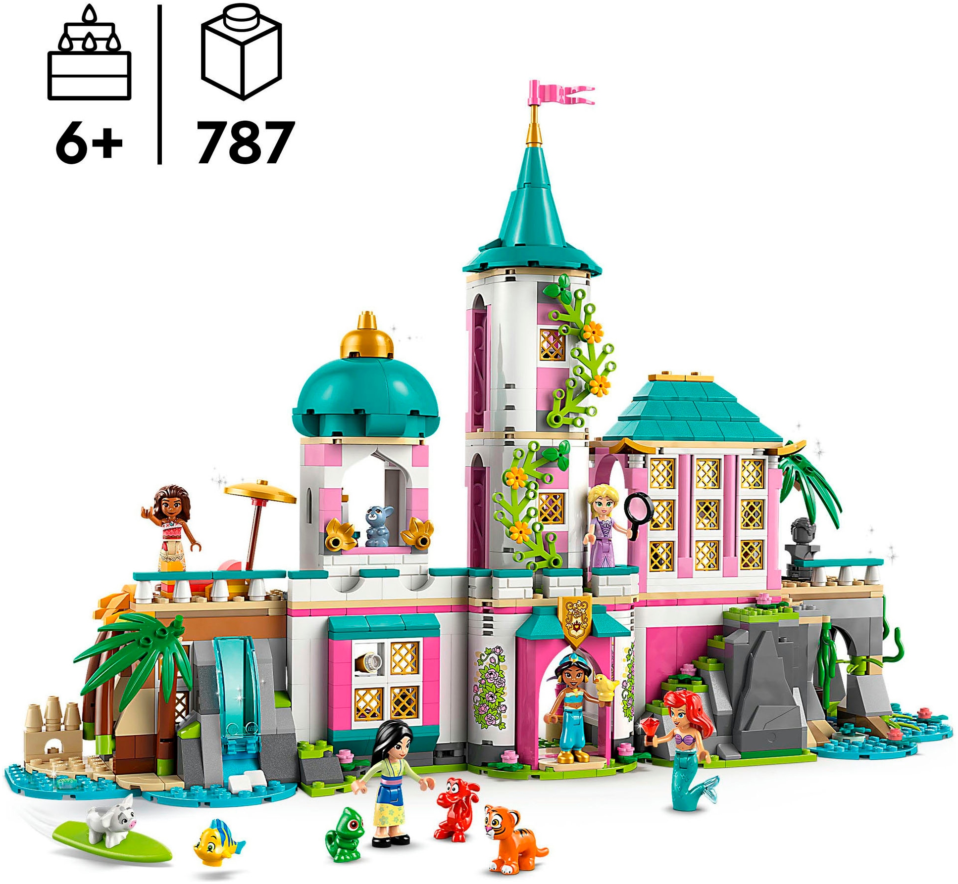 LEGO® Konstruktionsspielsteine »Prinzessinnenschloss mit Haustieren (43267), LEGO Disney Princess«, (787 St.), Made in Europe