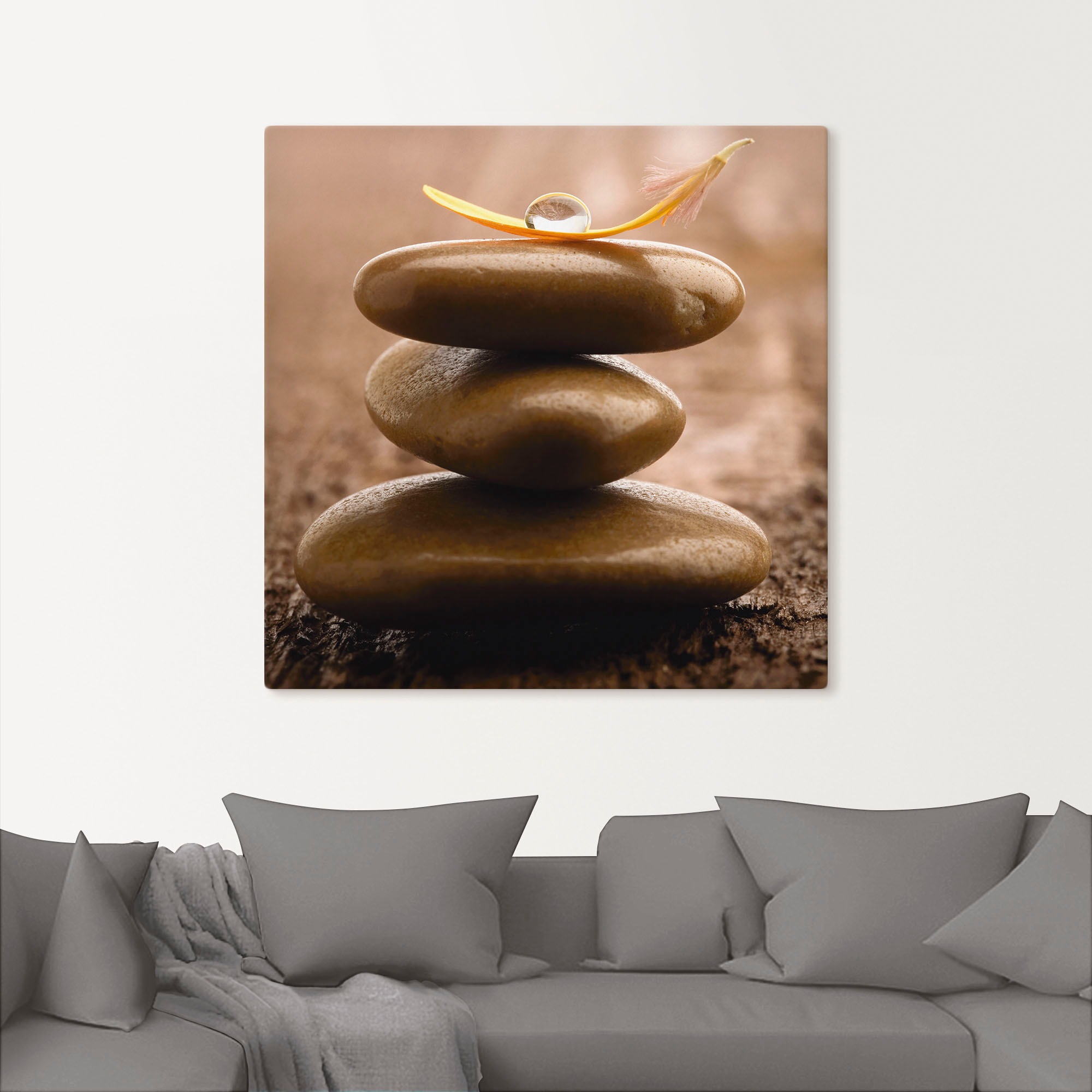 Artland Wandbild »Massagesteinen auf hölzernem Untergrund«, Zen, (1 St.), als Leinwandbild, Wandaufkleber in verschied. Größen