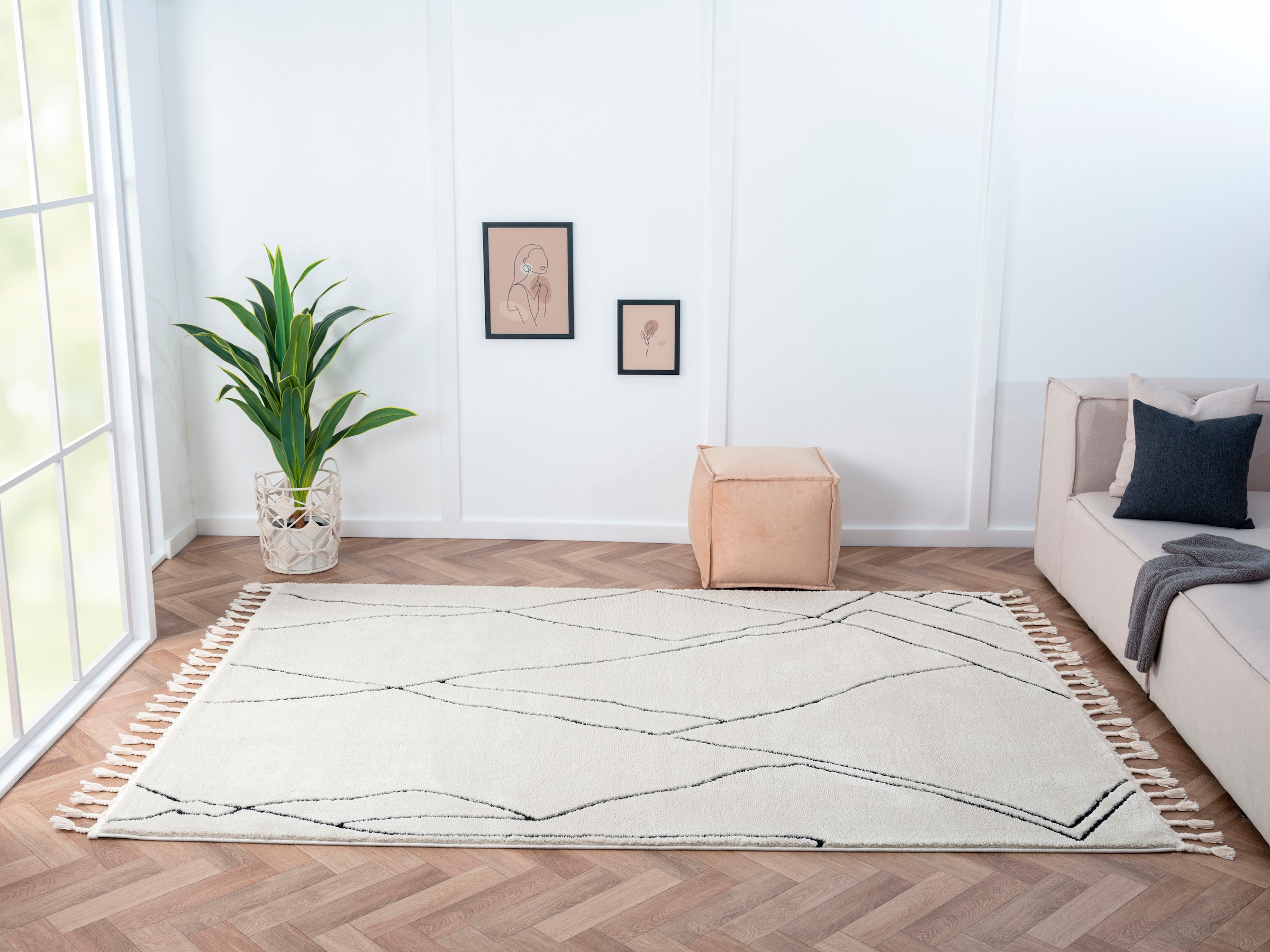 Myflair Möbel & Accessoires Hochflor-Teppich »Moroccan Drawline Lagerräumung«, rechteckig, 24 mm Höhe, modern, marokkanisches Design, flauschig weich durch Hochflor