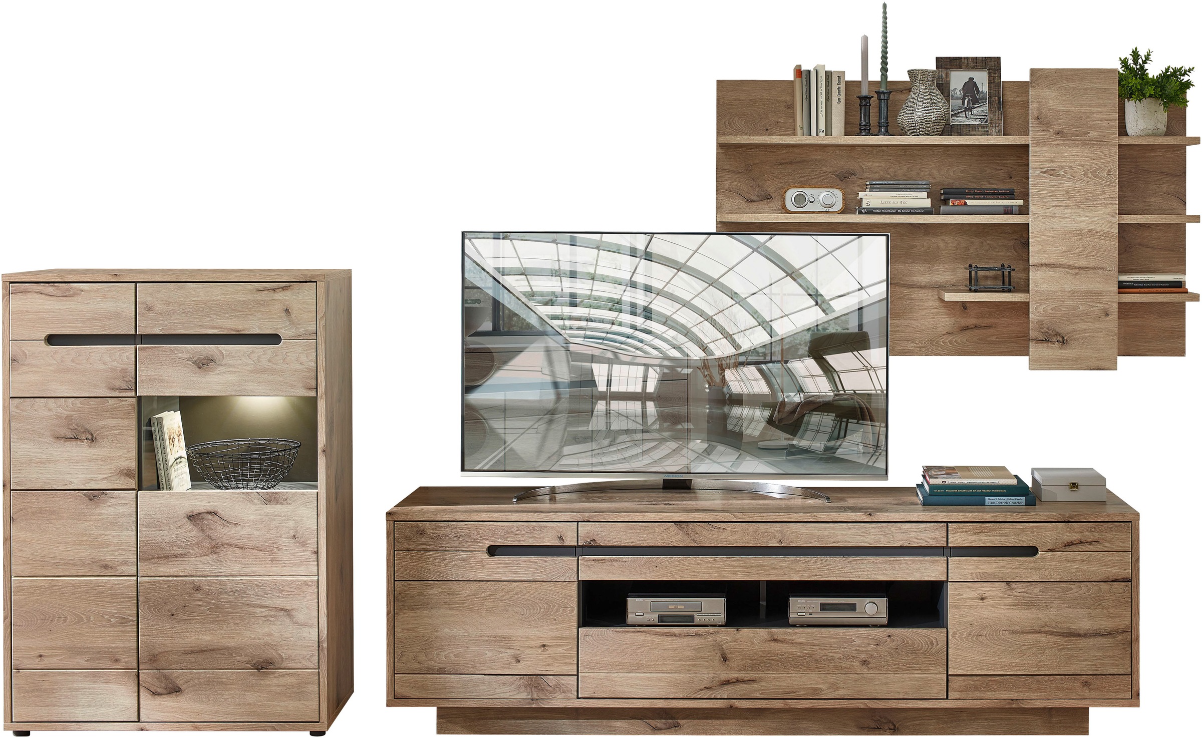 Innostyle Wohnwand »BELLANO«, (Komplett-Set, 3 St.), inkl. LED-Beleuchtung