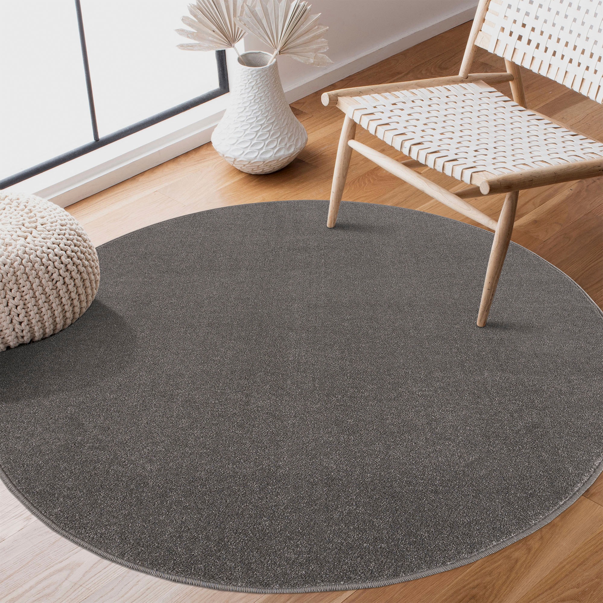 Sanat Teppich »Uni«, rund, 13 mm Höhe, robuster Kurzflorteppich, große Farbauswahl