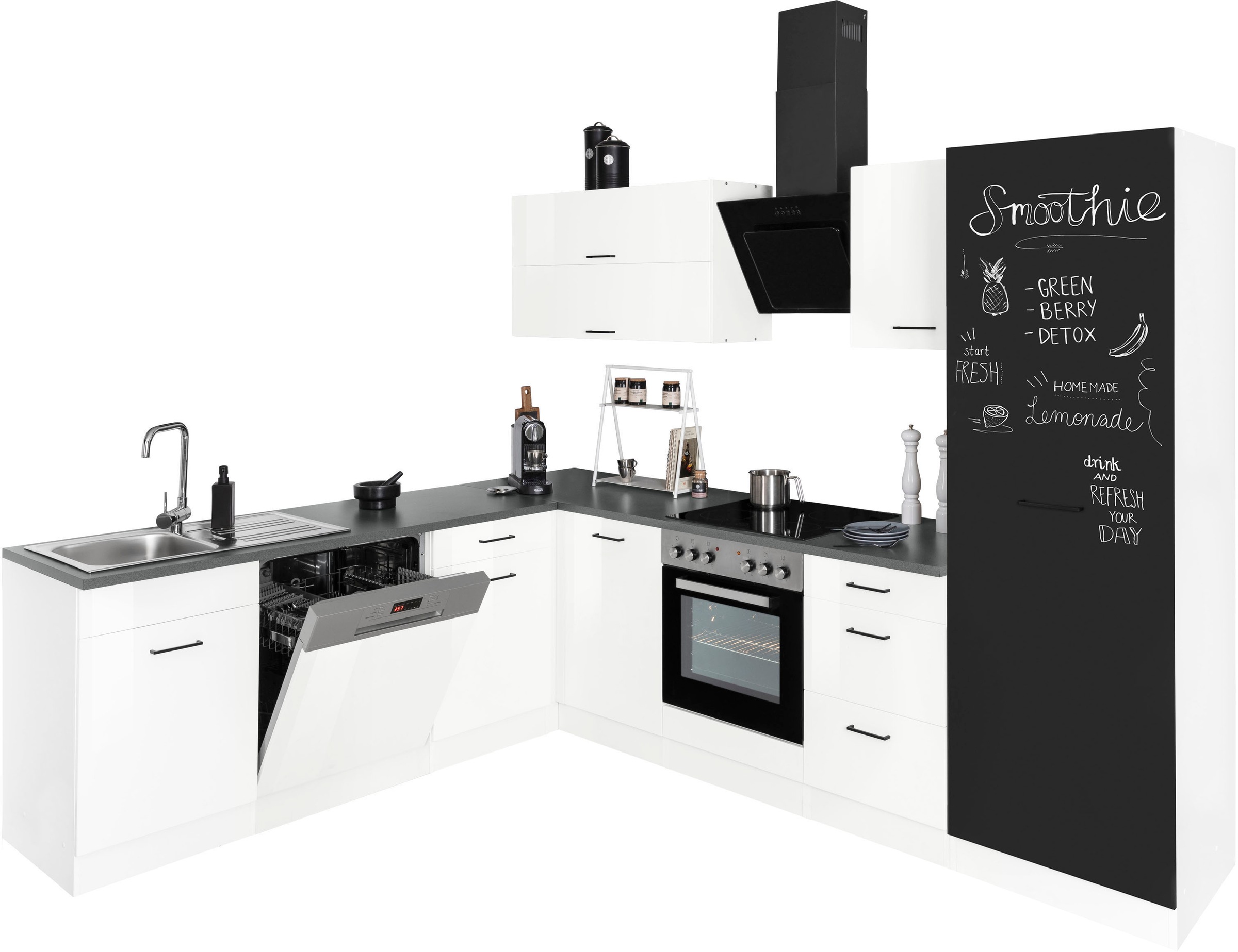 KOCHSTATION Winkelküche »KS-Trier«, mit E-Geräten, Stellbreite 220/270 cm