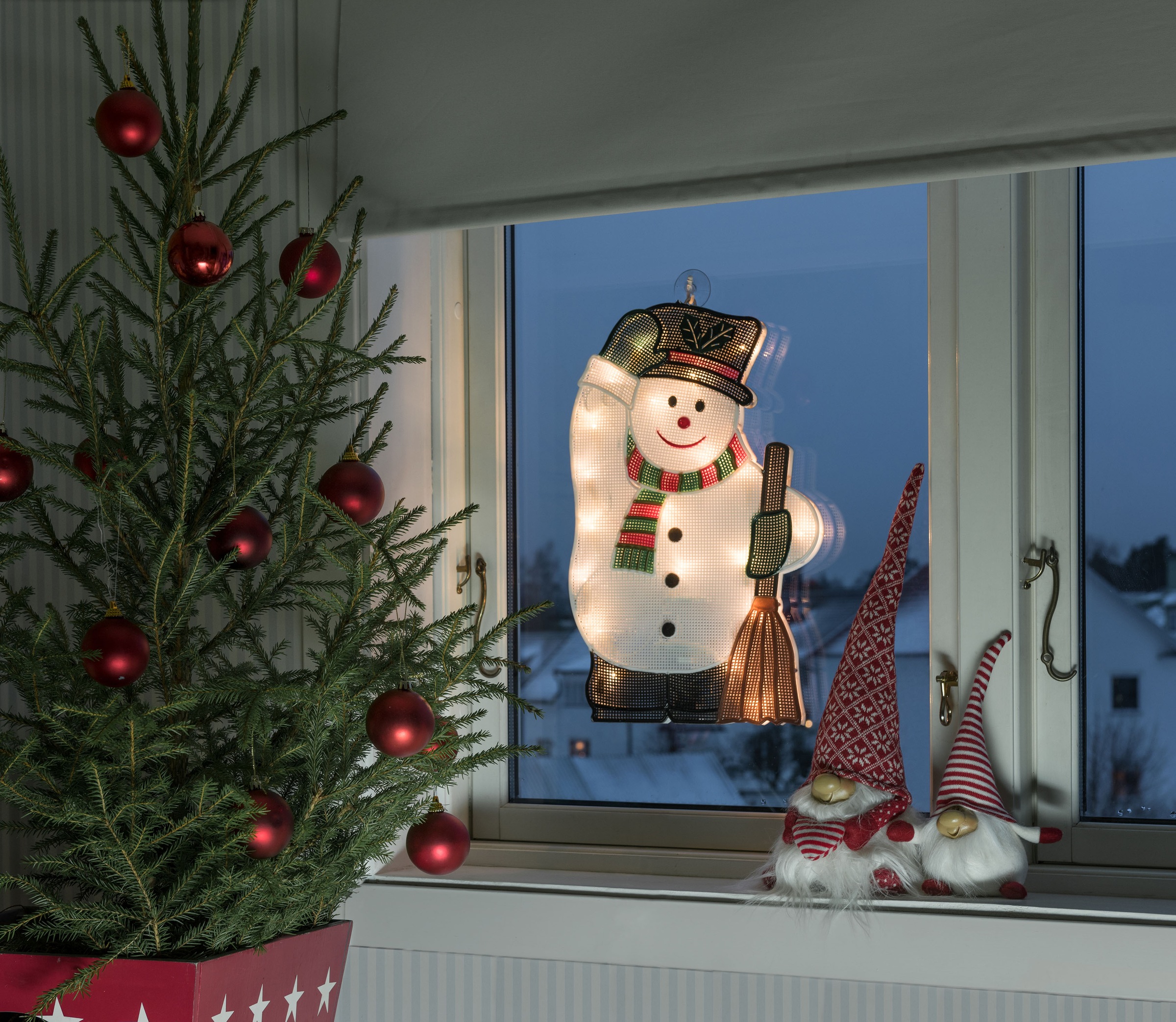 KONSTSMIDE LED Fensterbild »Weihnachtsdeko«, 20 flammig, Leuchtmittel LED-Modul | LED fest integriert, LED Fensterbild, Schneemann, 20 warm weiße Dioden