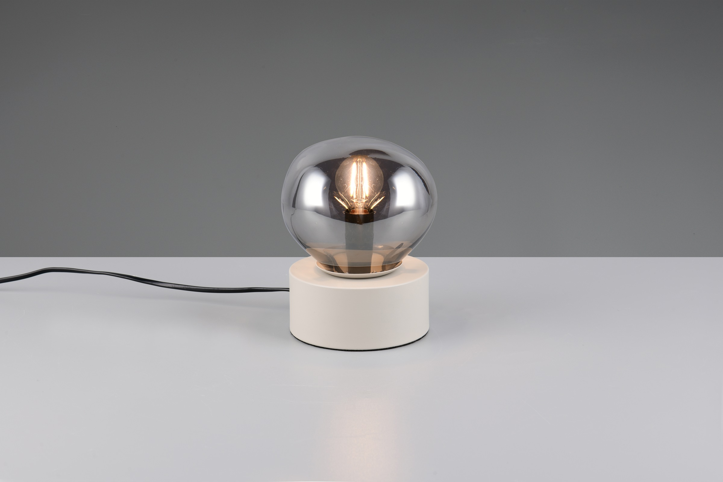 s.Oliver Tischleuchte »ANJELLA, On/Off-Touch Tischleuchte exkl 1x E14 max 10W, warm grey«, 1 flammig, Leuchtmittel E14 | Leuchtmittel wechselbar, mit mundgeblasenem Glas Lampenschirm in rauchgrau, 18,5 x Ø14,5cm