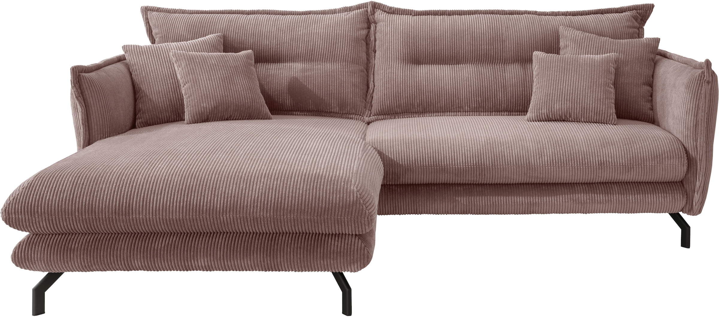 Home affaire Ecksofa »Lazio modern und bequem, schmale Armlehnen, tolle Detailverarbeitung« zwei verschiedene Fußfarben wählbar