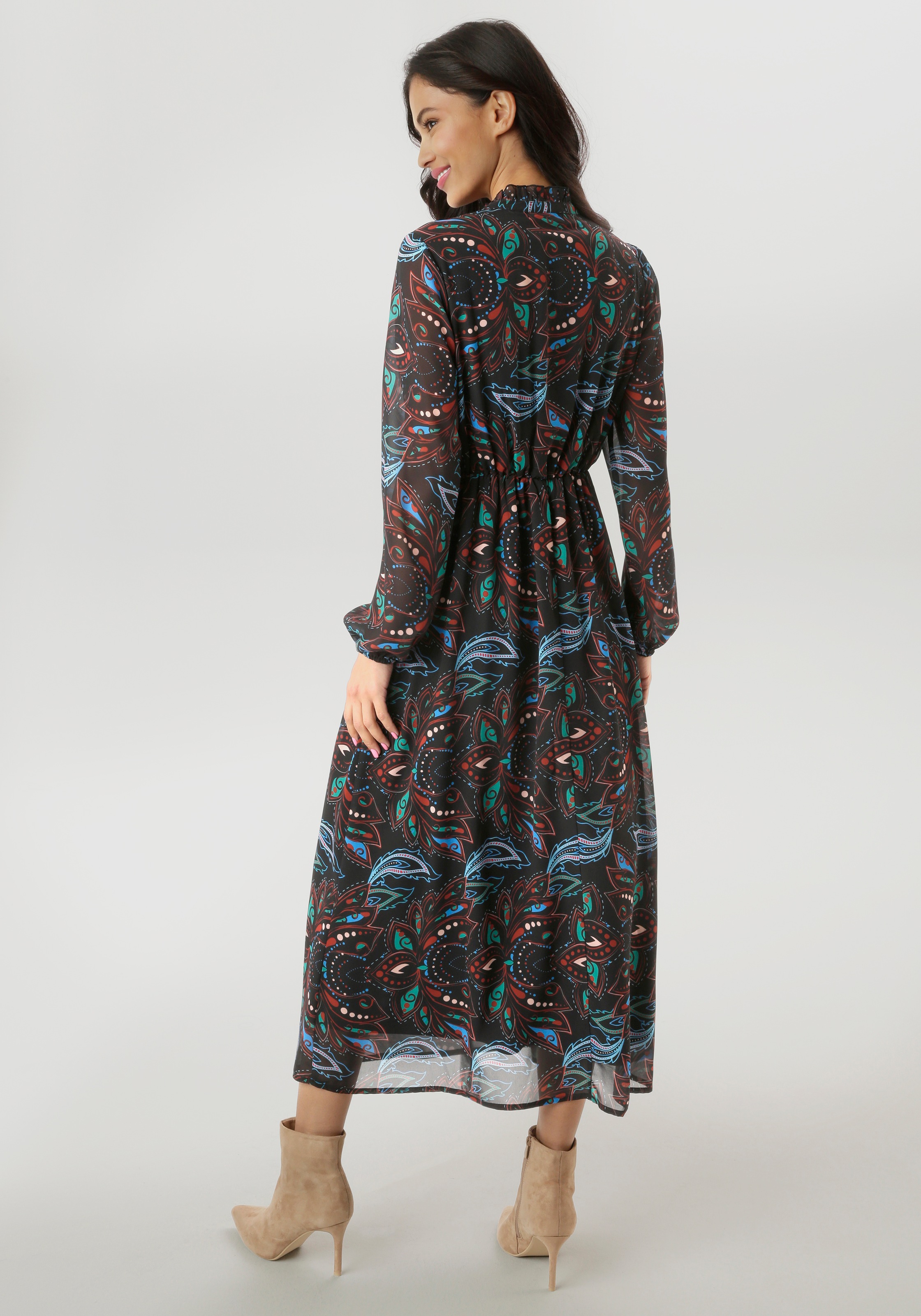 Aniston SELECTED Maxikleid, mit aufwendiger und dekorativer Biesenverarbeitung - NEUE KOLLEKTION