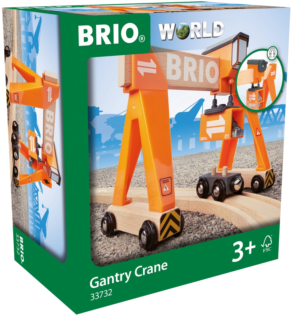 BRIO® Spielzeugeisenbahn-Erweiterung »BRIO® WORLD, Container-Verladekran«, FSC®- schützt Wald - weltweit