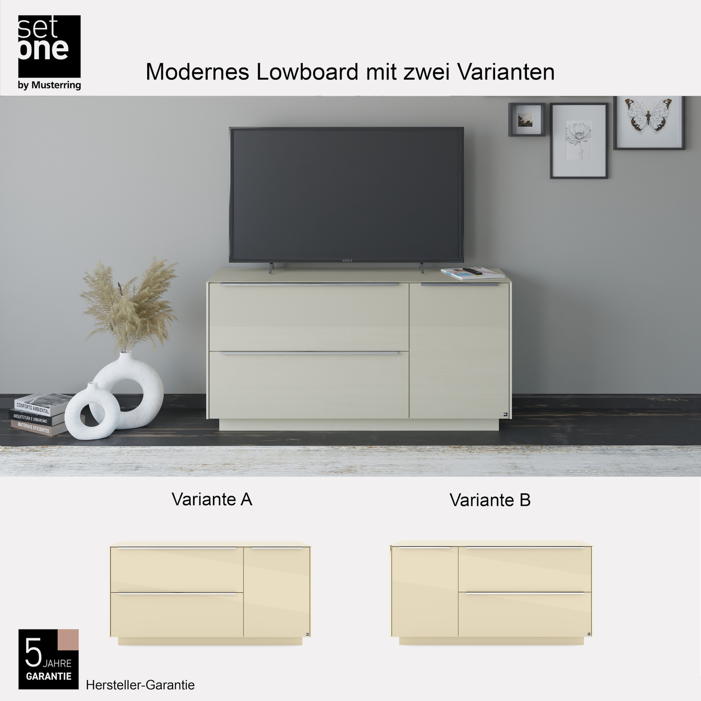 set one by Musterring Lowboard »Reno« 1 Stk. tlg. Mit Sockel in diversen Farben, 71 cm Höhe & Farbauswahl