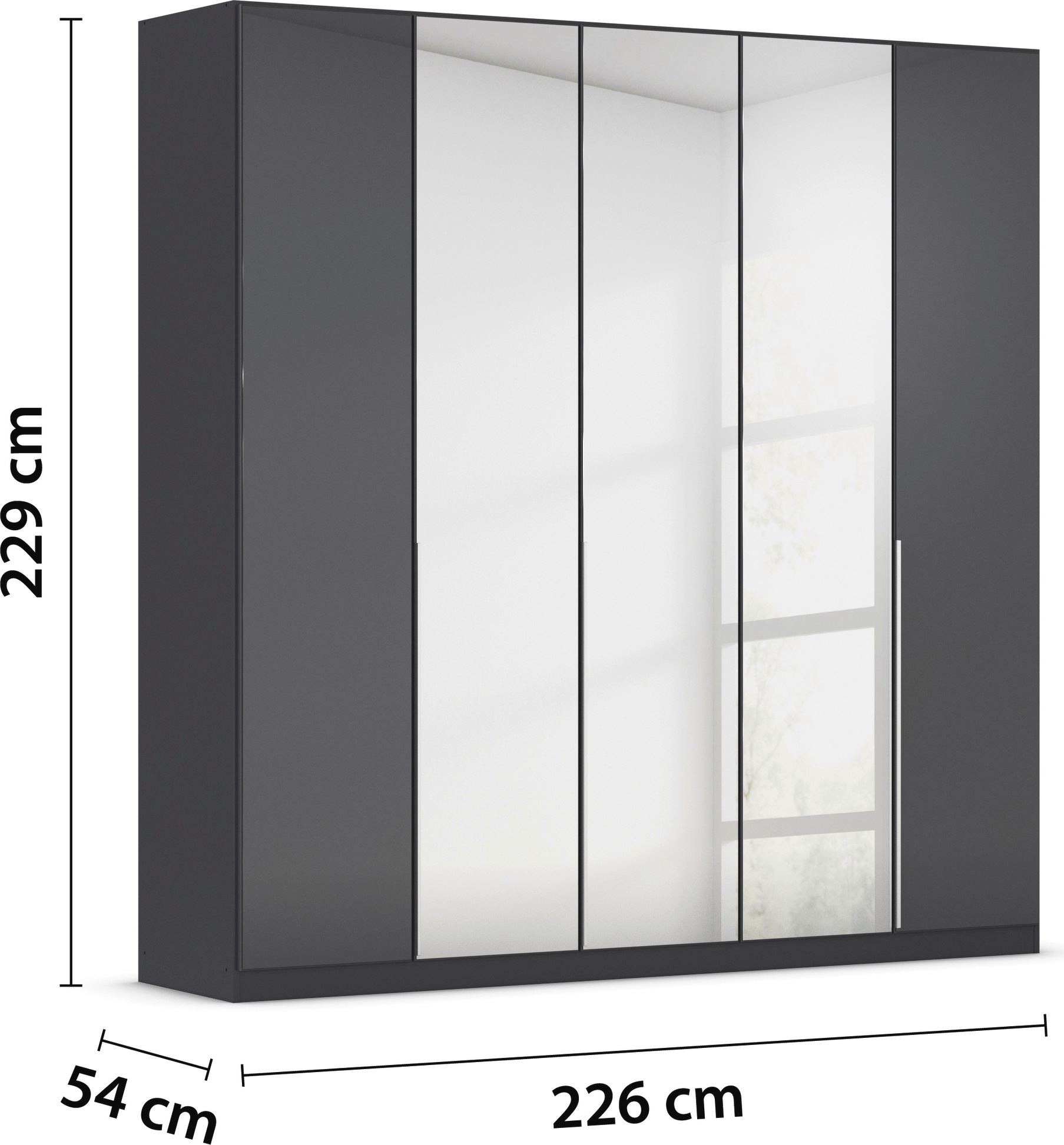 rauch Drehtürenschrank »Kleiderschrank Kleiderschränke Schrank Garderobe AGORDO mit Glasfront«, (in zwei Griff-Farben), durchdachte Innenausstattung, in 6 Breiten und 2 Höhen MADE IN GERMANY