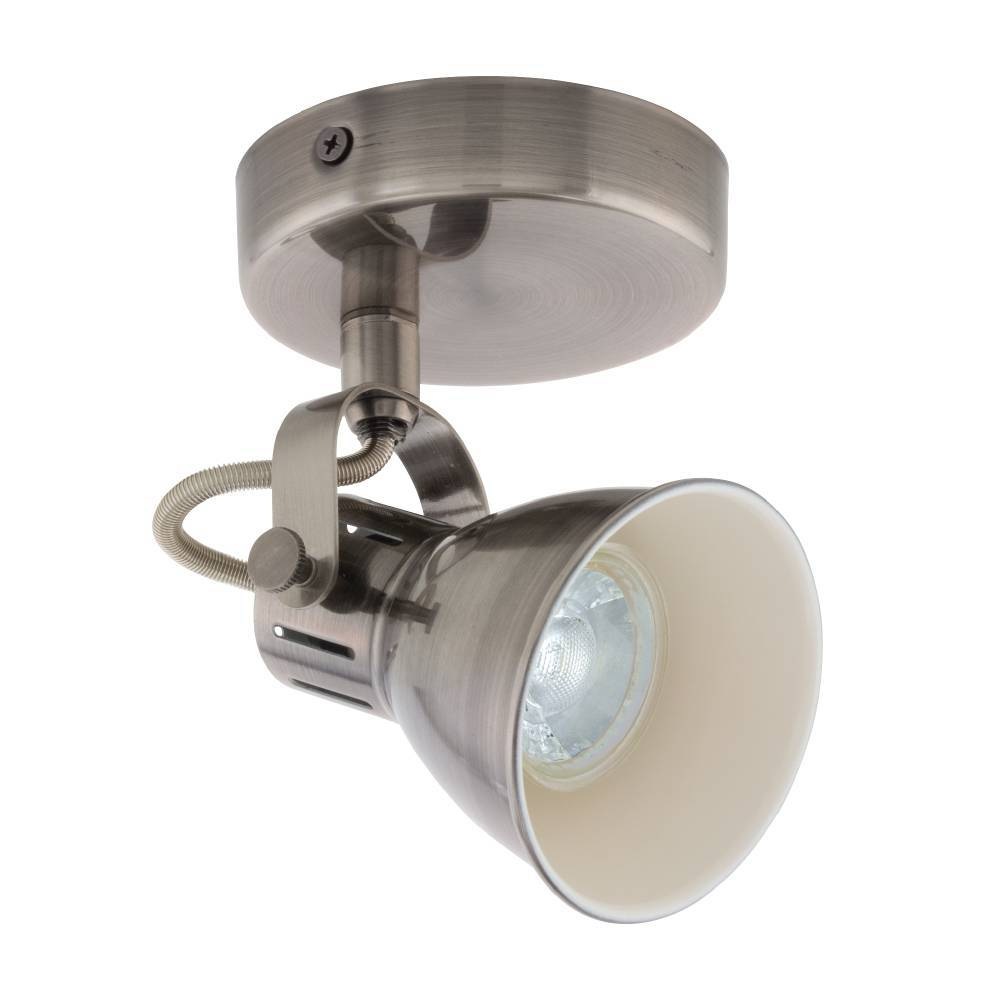 EGLO LED Wandleuchte »SERAS Wandlampe, Deckenstrahler, Spot, Flurlampe, nickel-antik, creme«, 1 flammig, Leuchtmittel LED-Board-GU10 | LED wechselbar, Wohnzimmerlampe, Esszimmerlampe, schwenkbarer Spot, GU10, 17x10cm