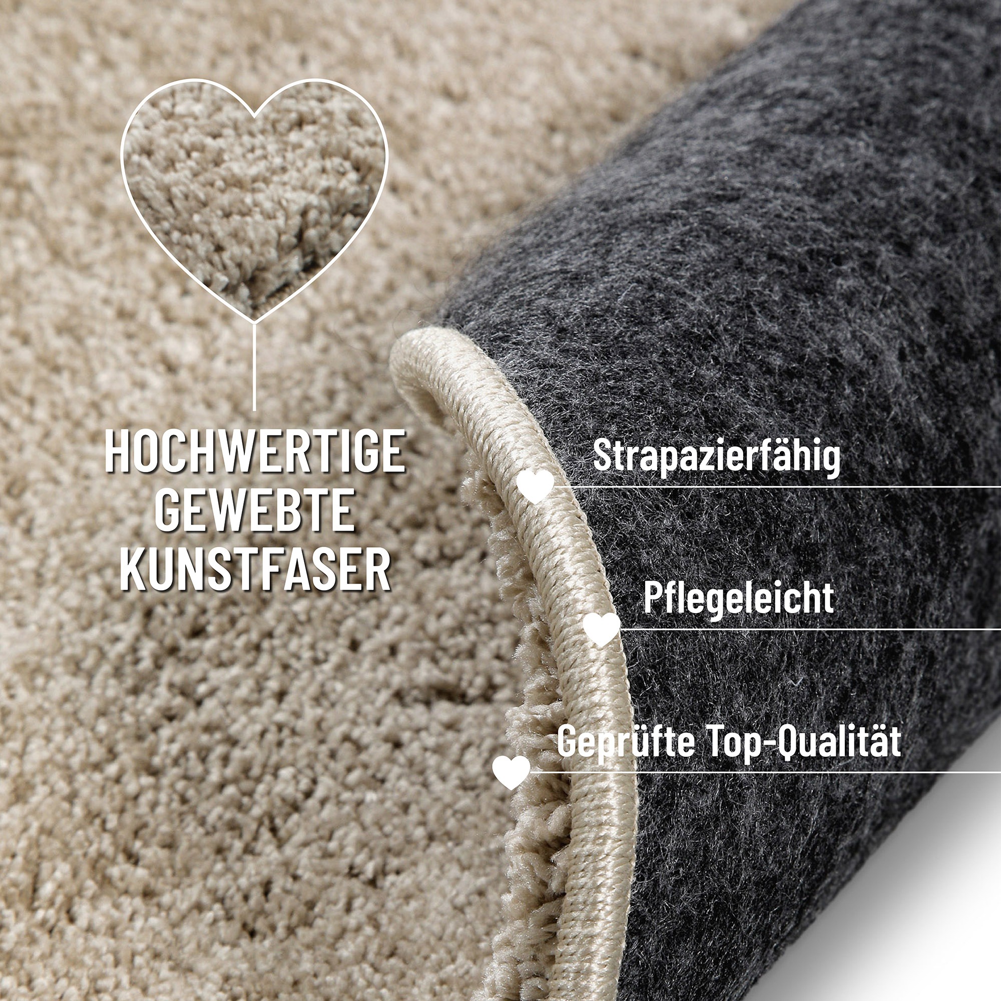 Wecon home Basics Hochflor-Teppich »Nova«, rund, 25 mm Höhe, Shaggy, gewebt, robust, Wohnzimmer, Schlafzimmer