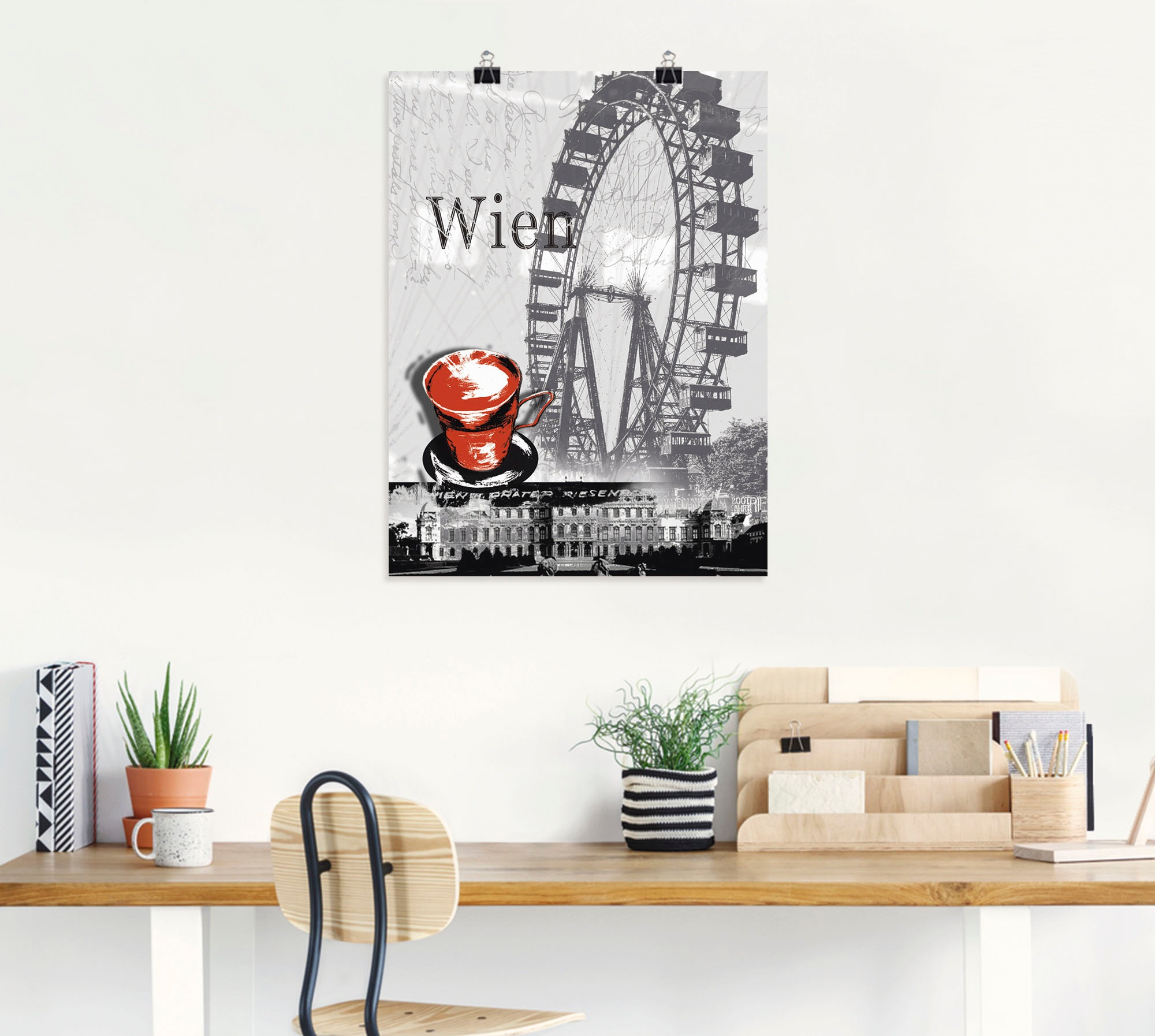 Artland Wandbild »Wien - Melange - Kaffee«, Gebäude, (1 St.), als Alubild, Outdoorbild, Leinwandbild, Poster in verschied. Größen