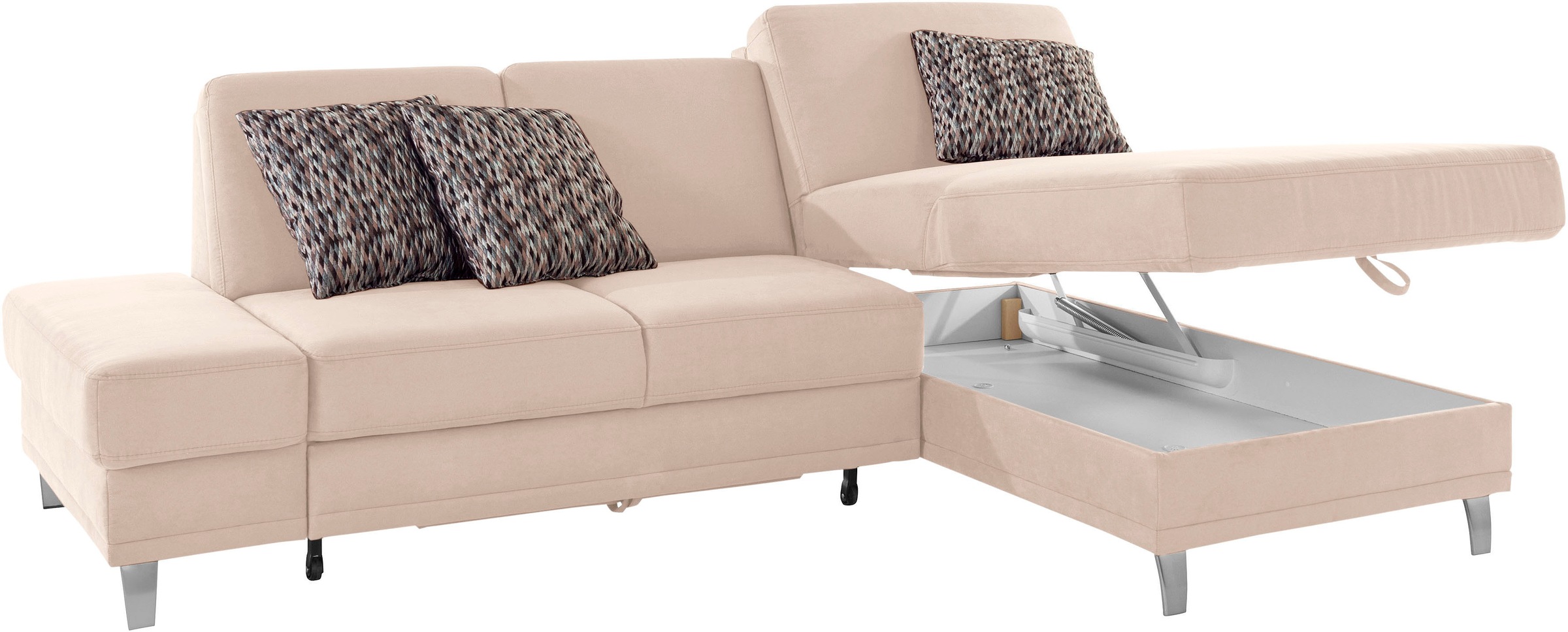 sit&more Ecksofa »Clio L-Form«, wahlweise mit Bettfunktion oder Vorziehsitz und Bettkasten, Federkern